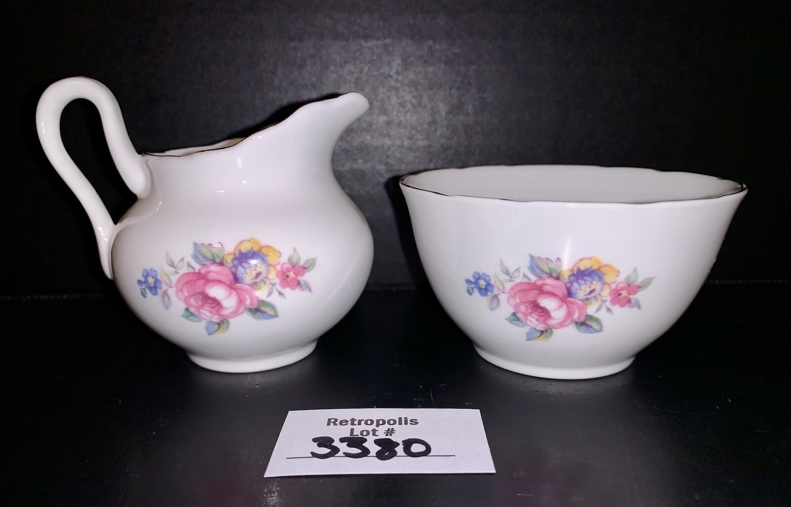 Allyn Nelson Collection Fine Bone China Floral Creamer & Sugar Bowl Set England
