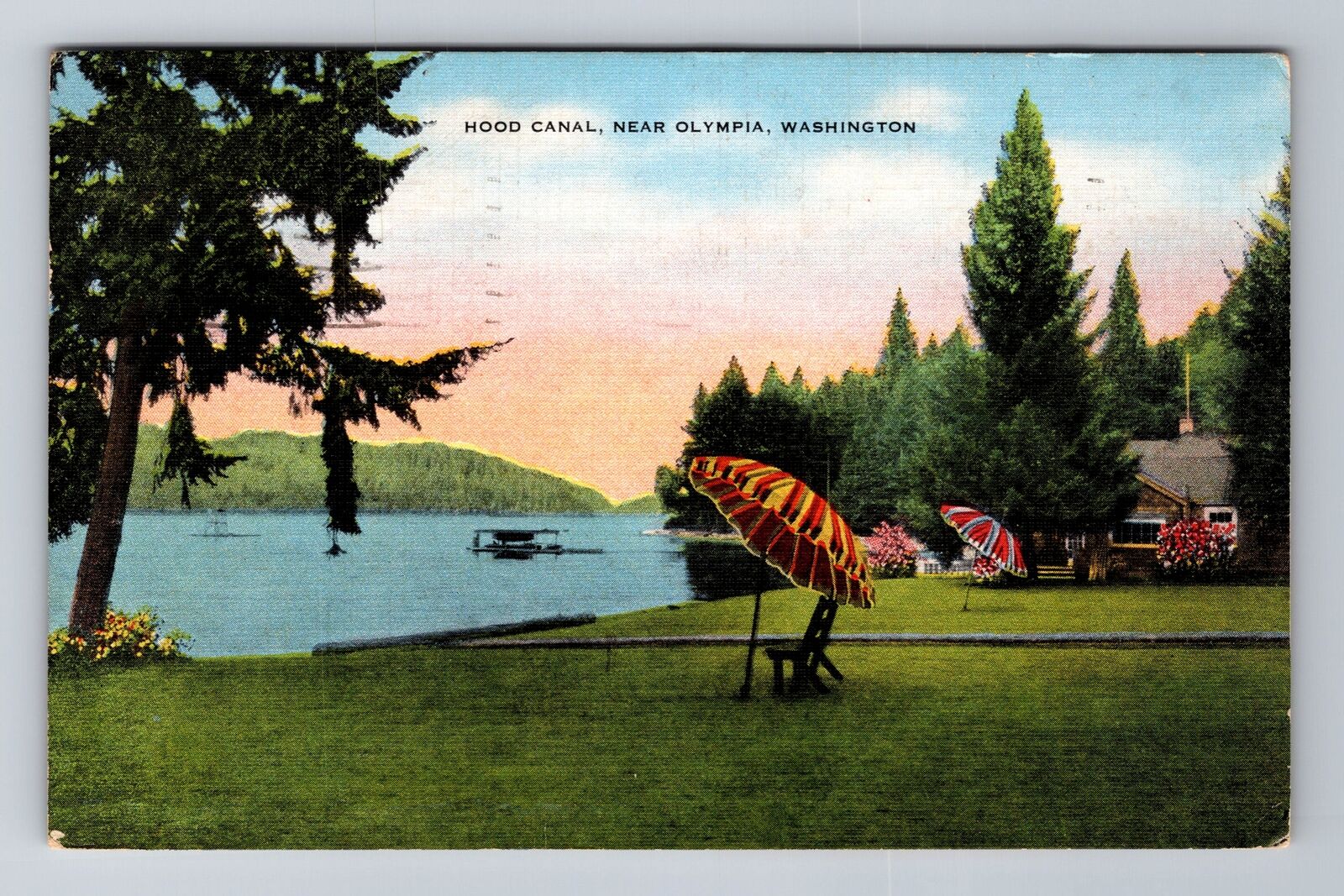 Olympia WA- Washington, Hood Canal, Antique, Vintage c1951 Souvenir Postcard