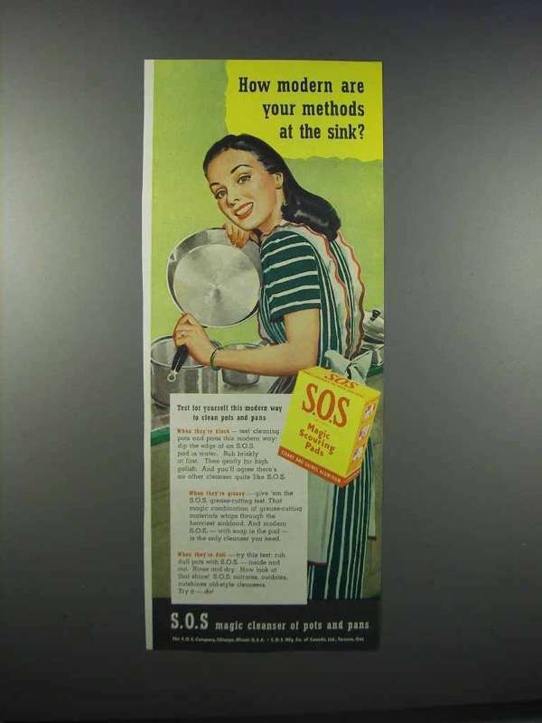 1946 S.O.S Magic Scouring Pads Ad - How Modern