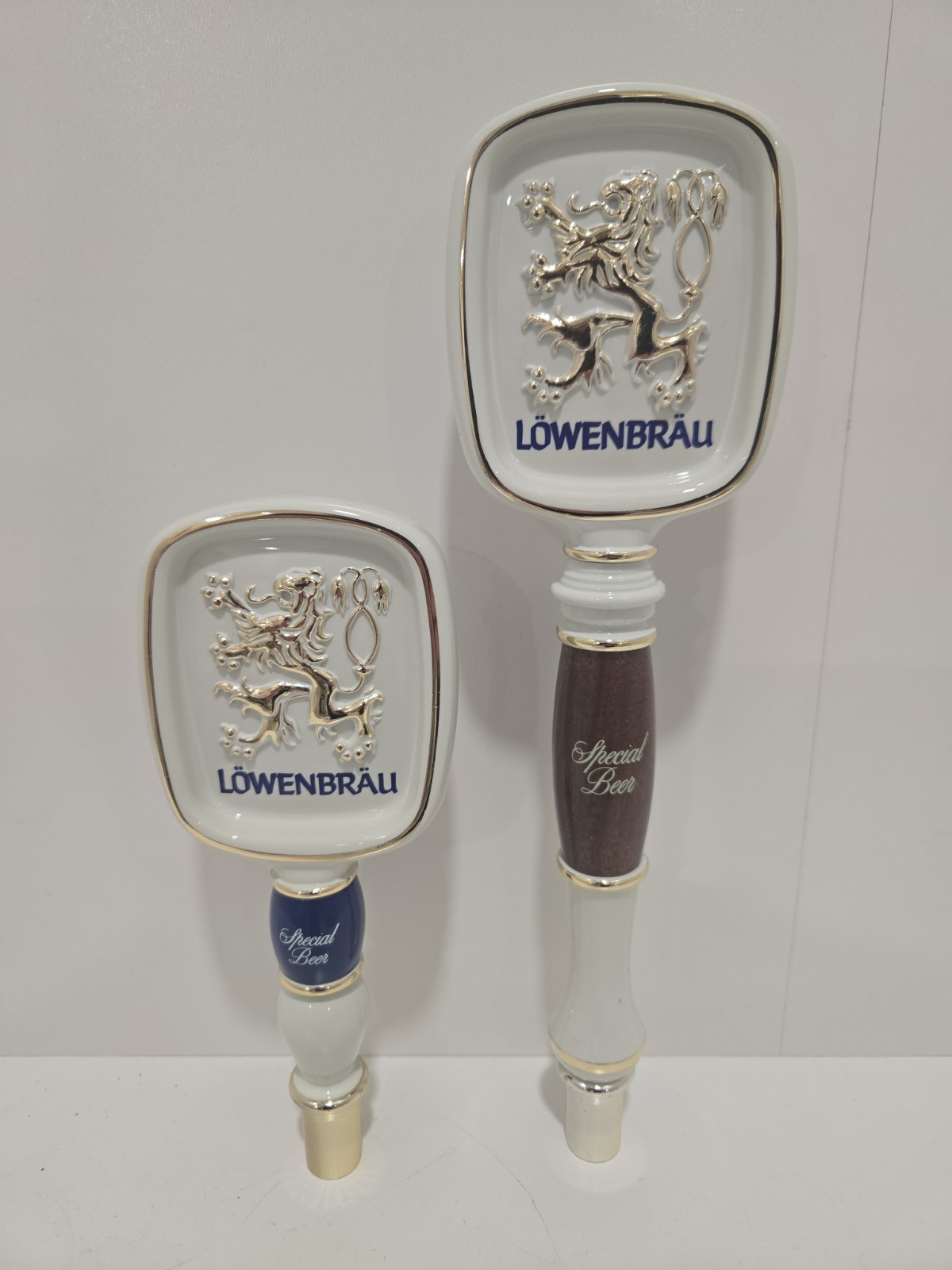 Vintage NOS Lowenbrau Special Beer Tap Handles Set Of 2 New In Bag Bar Pub