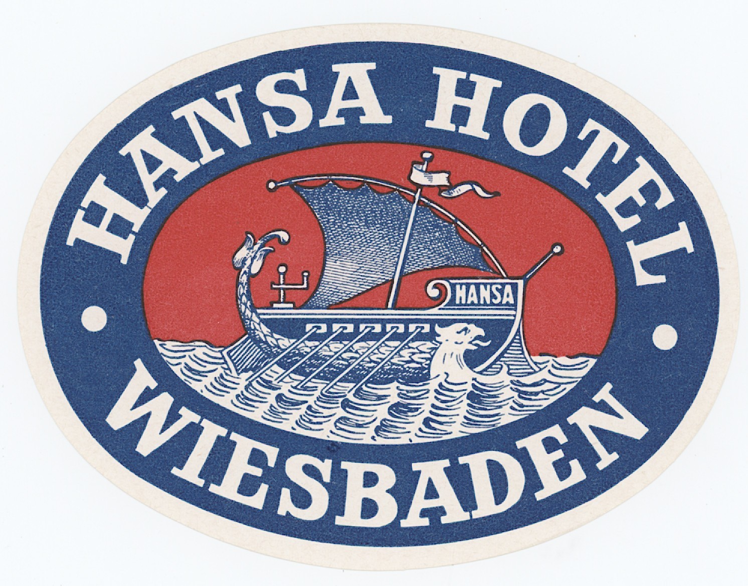 Hansa Hotel Wiesbaden Germany Vintage Luggage Label