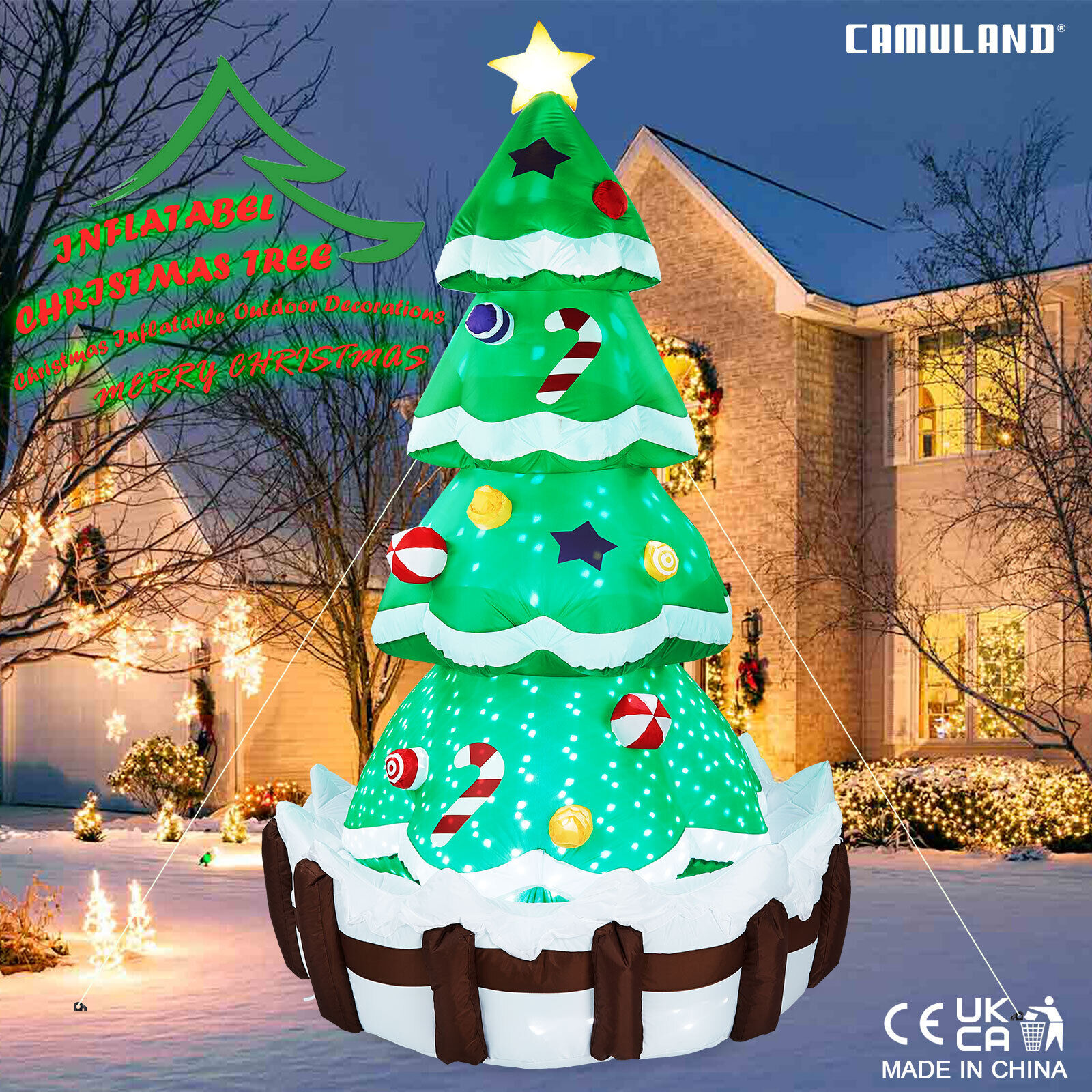 7FT Inflatable Christmas Tree Build in LED Light Outdoor Yard Garden Party Decor