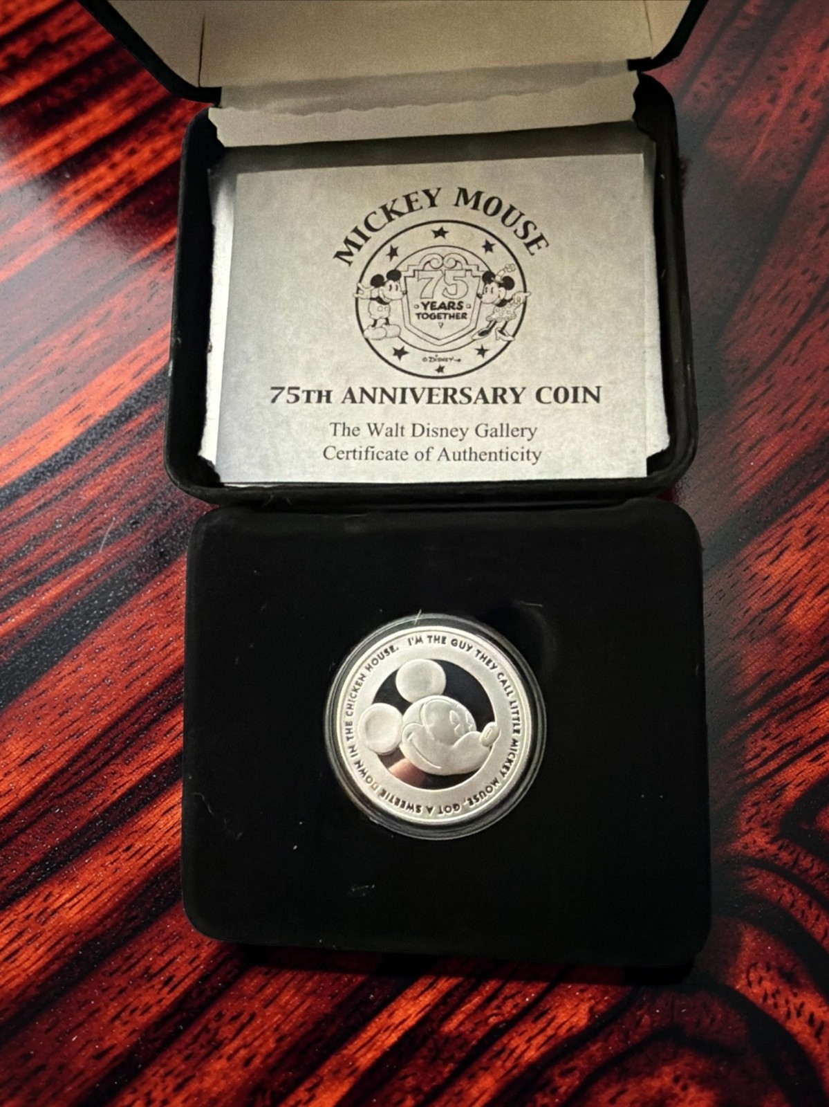 Limited Edition of 2000 75th Anniversary Mickey Mouse Coin .999 Silver w/COA