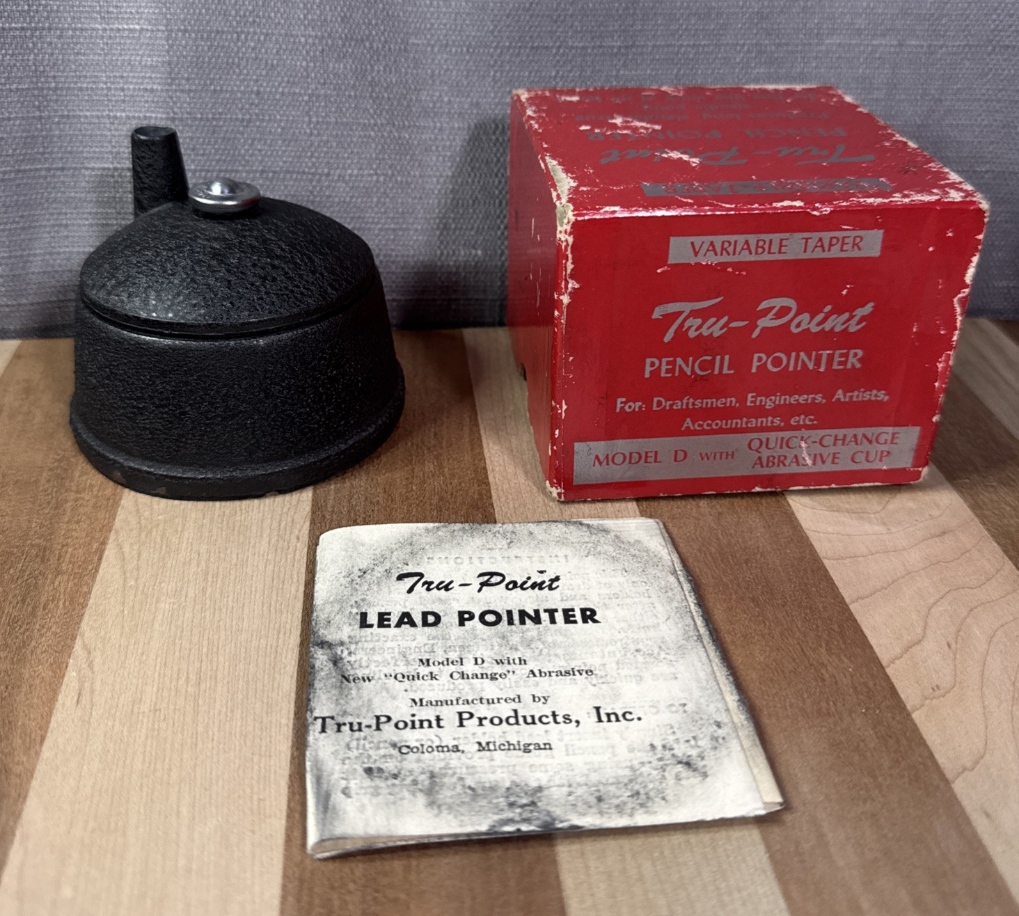 VTG Tru-Point Pencil Lead Pointer Model D w/ Box Variable Taper Drafting Tool