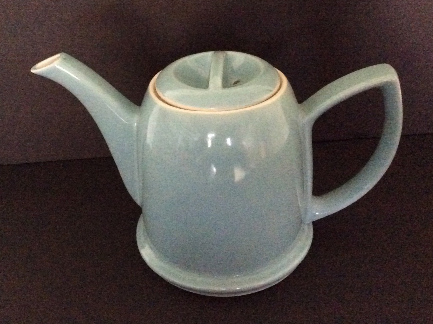 Vintage Forman Family Hall China turquoise blue teapot 1940s Art Deco USA