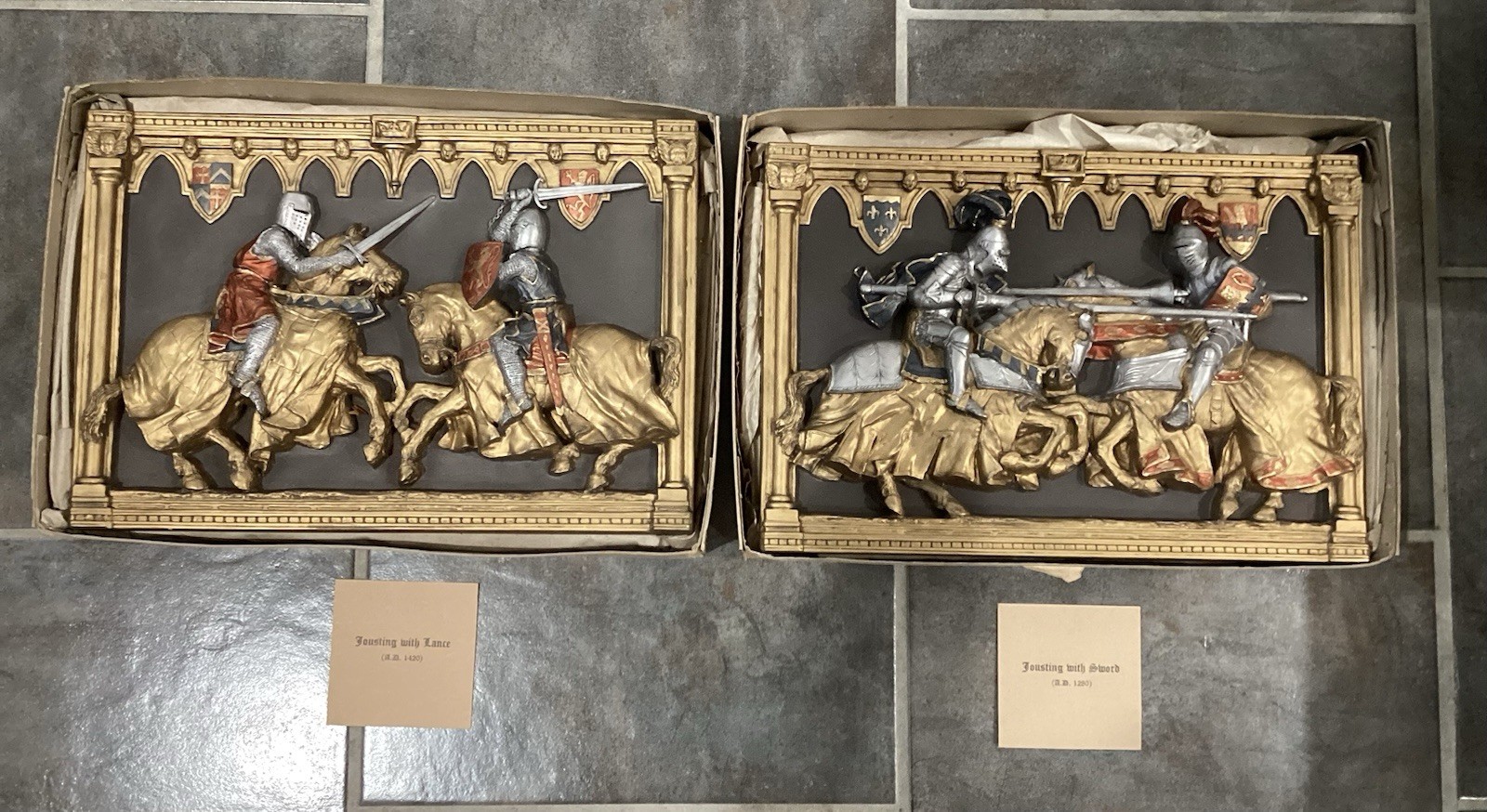 Marcus Design Medieval Jousting Porcelain Relief Wall Plaques Set of 2