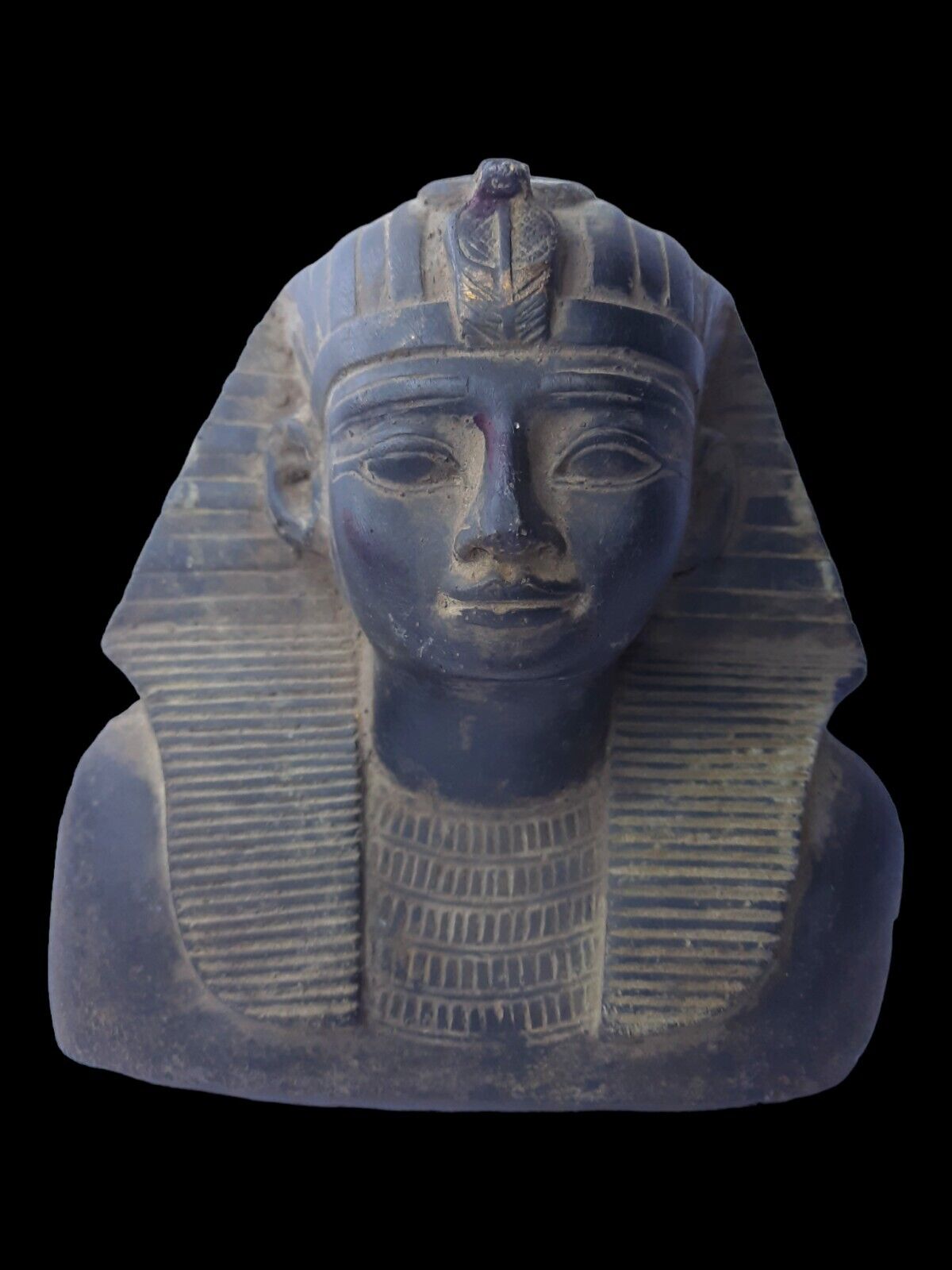 UNIQUE ANTIQUE ANCIENT EGYPTIAN Heavy Stone Bust King Ramses Good Hieroglyphic