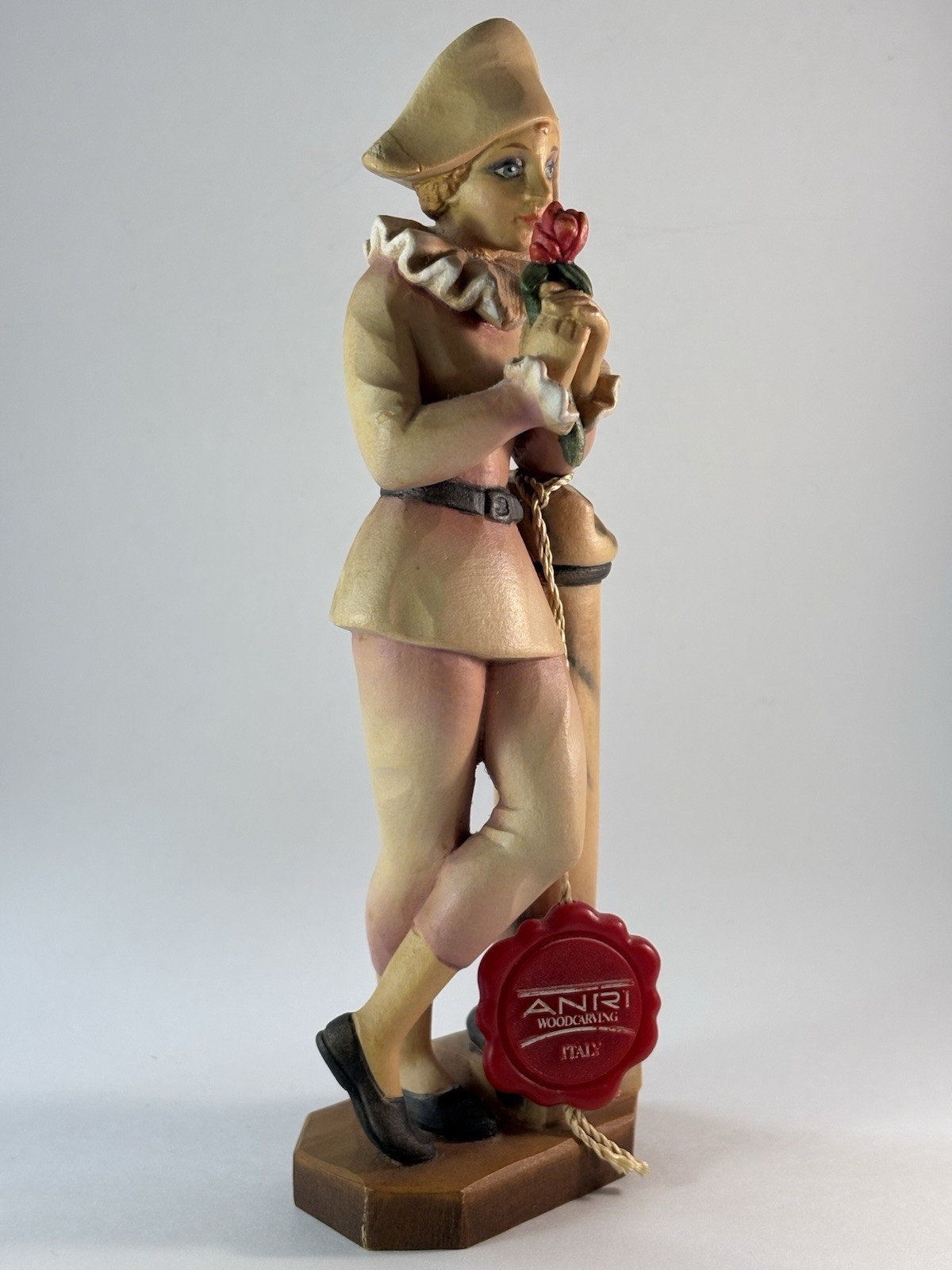 ANRI Clown Blanc Wood Carving 331/1500 IdeGo Signed Mira Fujita Italy 1980 w/tag