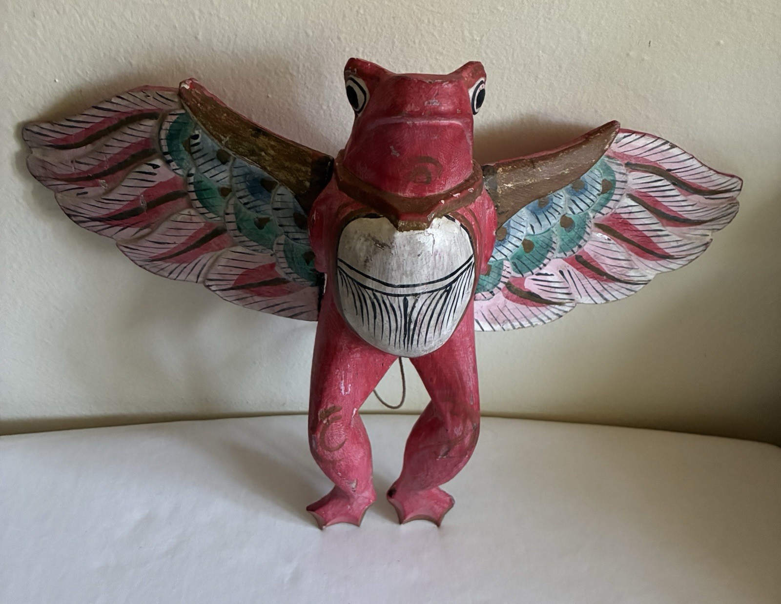 VTG Balinese Flying Frog Spirit Chaser Wood Hand Carved & Painted- Folk Art VTG Balinese Flying Frog Spirit Chaser Wood Hand Carved & Painted- Folk Art