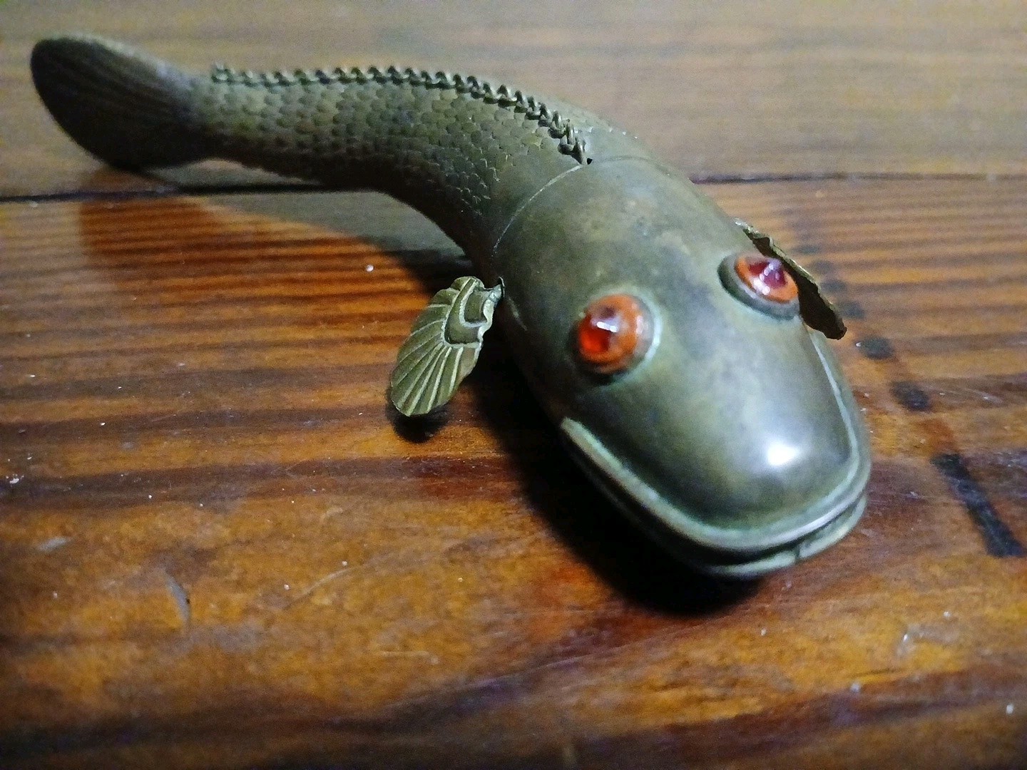 Antique Brass Medina Fish Articulated Collectable Display, Fishing Lure Display 