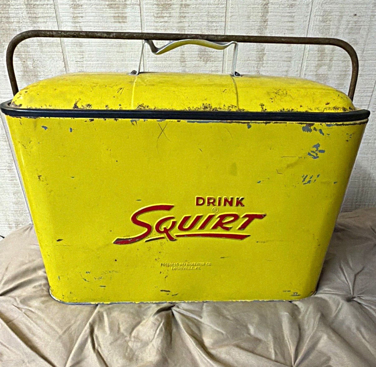 Vintage 1950s Drink Squirt Metal Soda Cooler Progress Refrigerator Co As Is