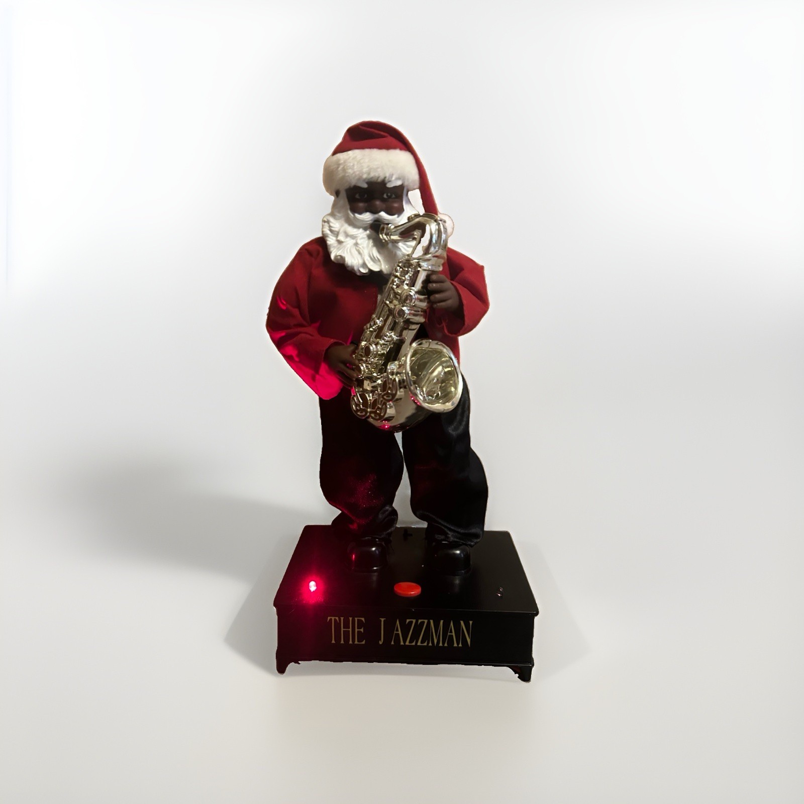 Vintage The Jazzman Animated Black Santa Saxophone Player Battery Operated Box