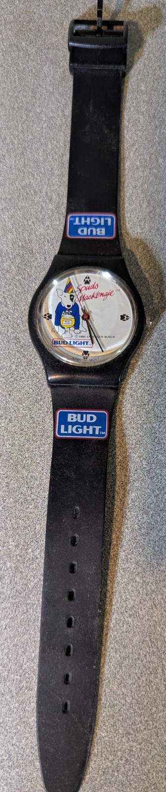 Spuds Mackenzie Watch 1986 Anheuser Busch Japan MOV\'T M.Z. Berger Inc. 012