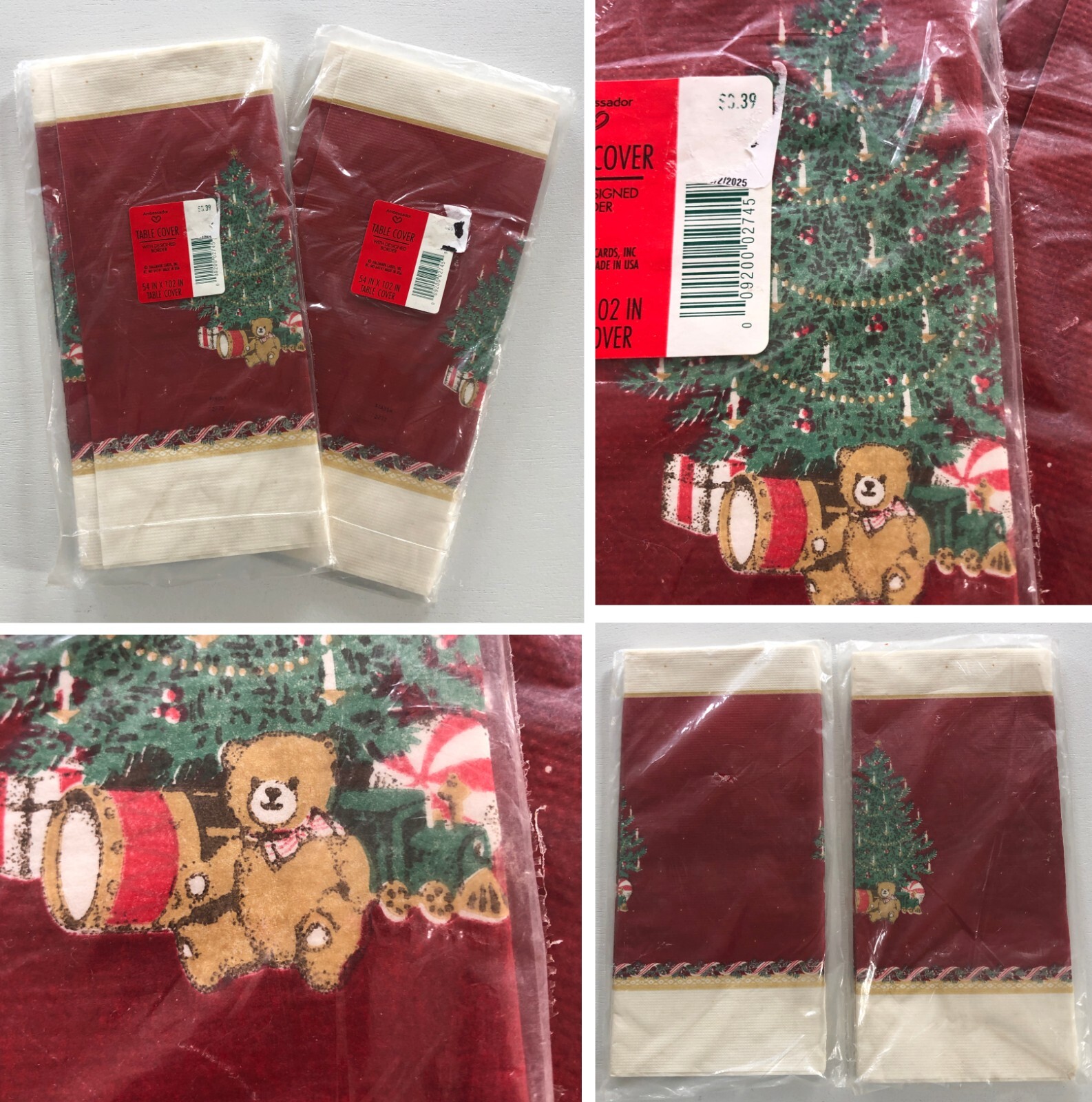 vtg 2 Hallmark Ambassador Christmas Table Cover Paper Tablecloths 54x102 NIP USA vtg 2 Hallmark Ambassador Christmas Table Cover Paper Tablecloths 54x102 NIP USA