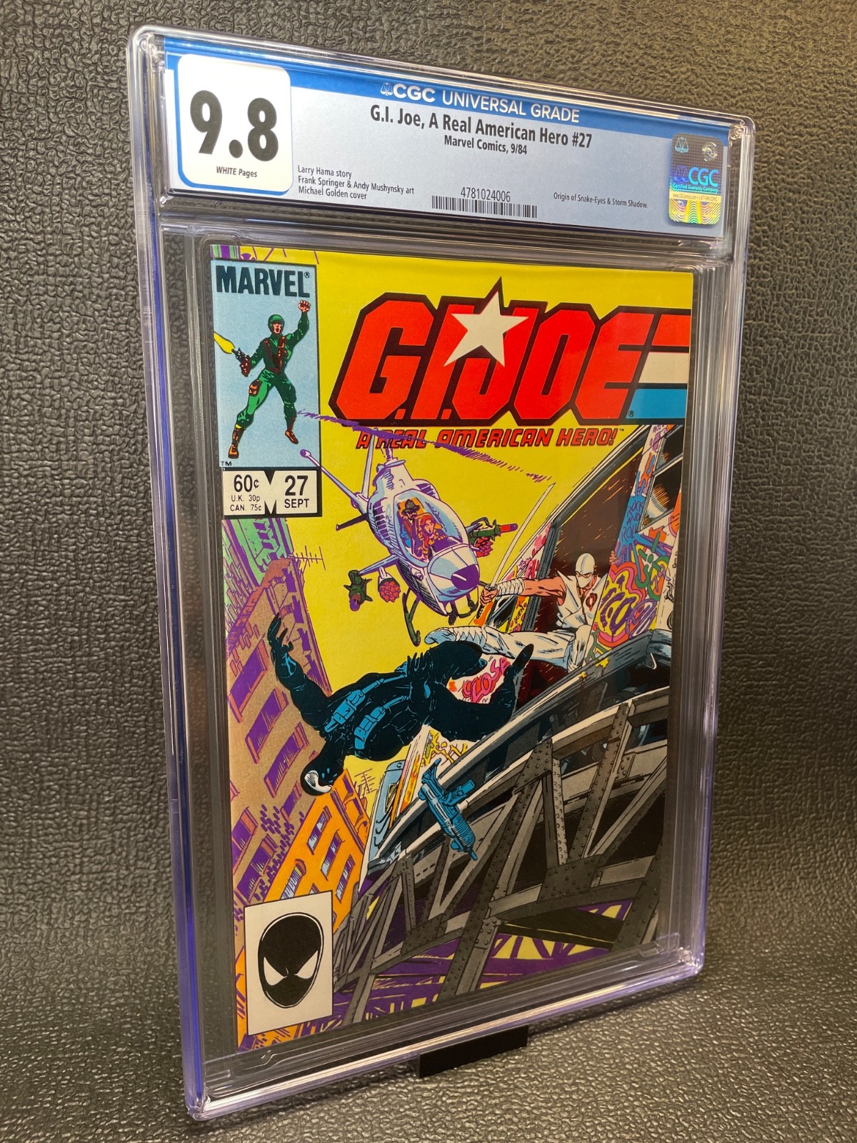 Marvel: G.I. Joe #27 (1984) CGC 9.8 (Key: Origin of Snake Eyes & Storm Shadow) Marvel: G.I. Joe #27 (1984) CGC 9.8 (Key: Origin of Snake Eyes & Storm Shadow)