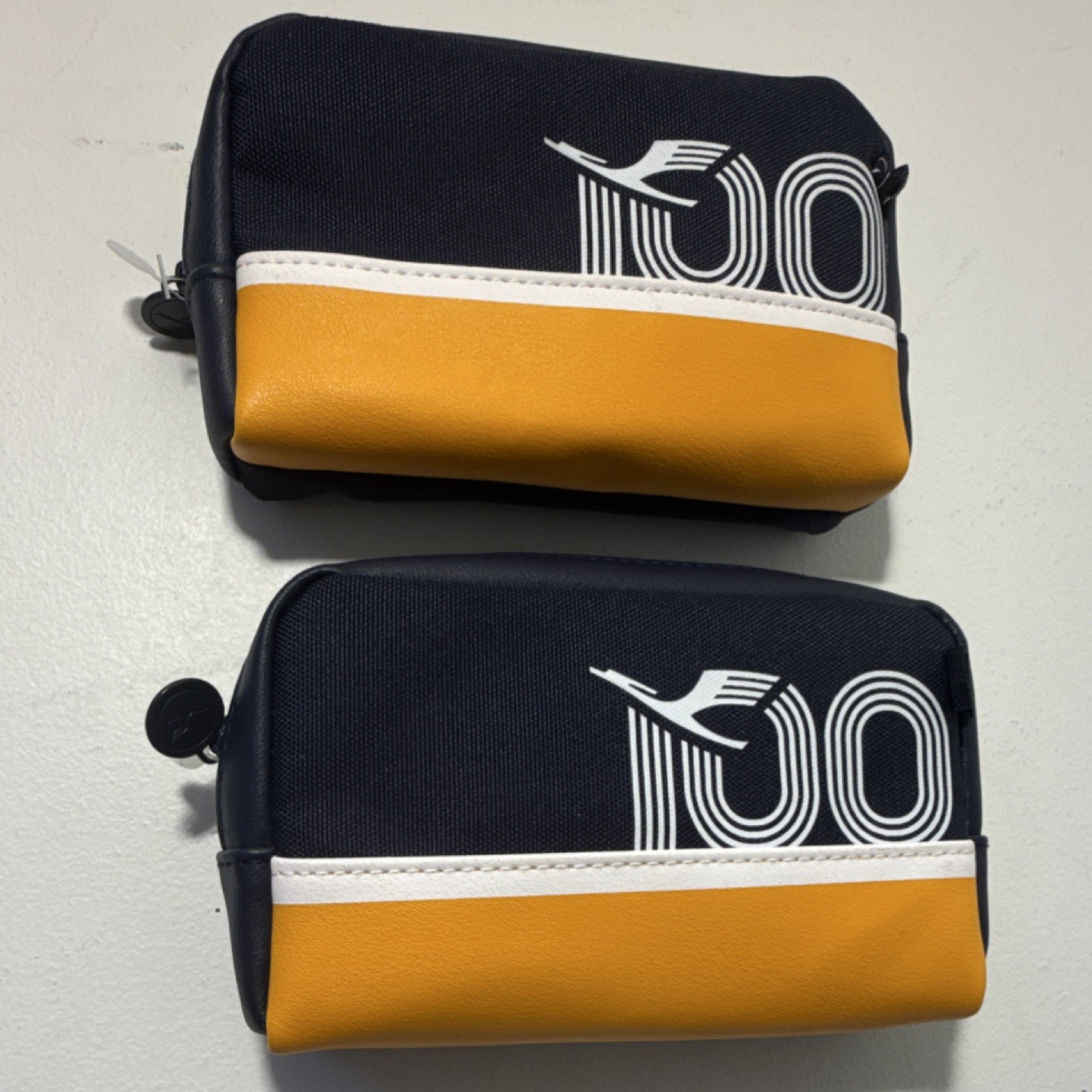 Lufthansa 100th Anniversary Amenity Bags Set of 2 Navy Yellow White Collectible
