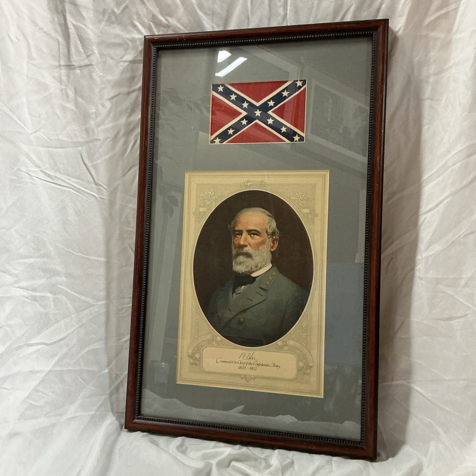 Vintage Framed Print Of Robert Lee Commodore In Chief Of The Confederate Army