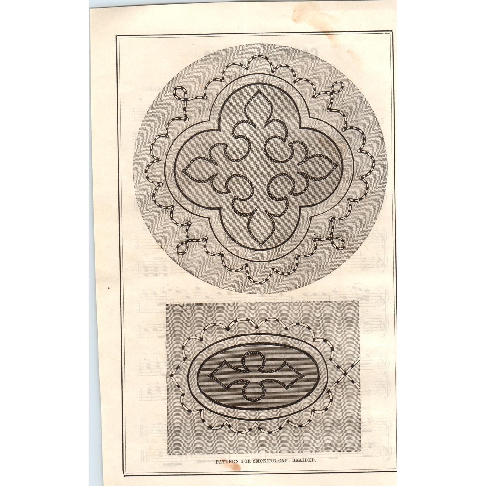 1878 Peterson\'s Magazine Clip - Pattern for Smoking Cap: Braided SF2