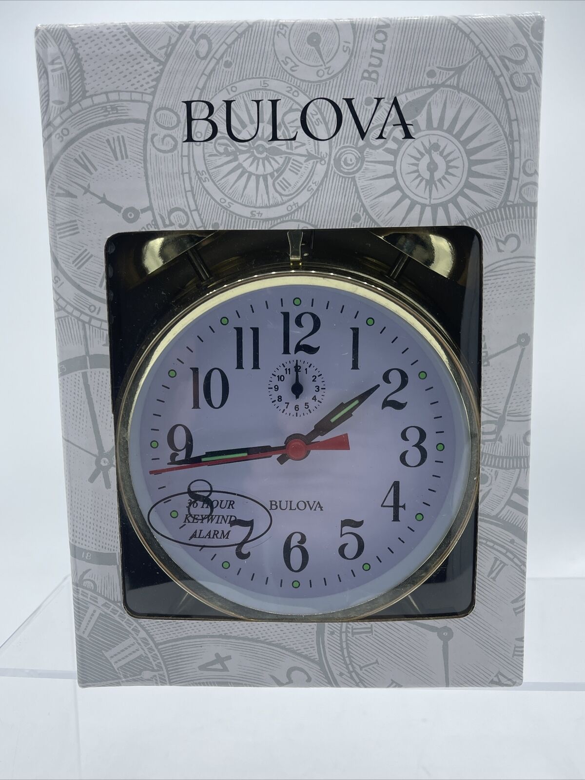 Bulova Brass Double Twin Bell Glow Keywind Travel Alarm Desk Nightstand Clock