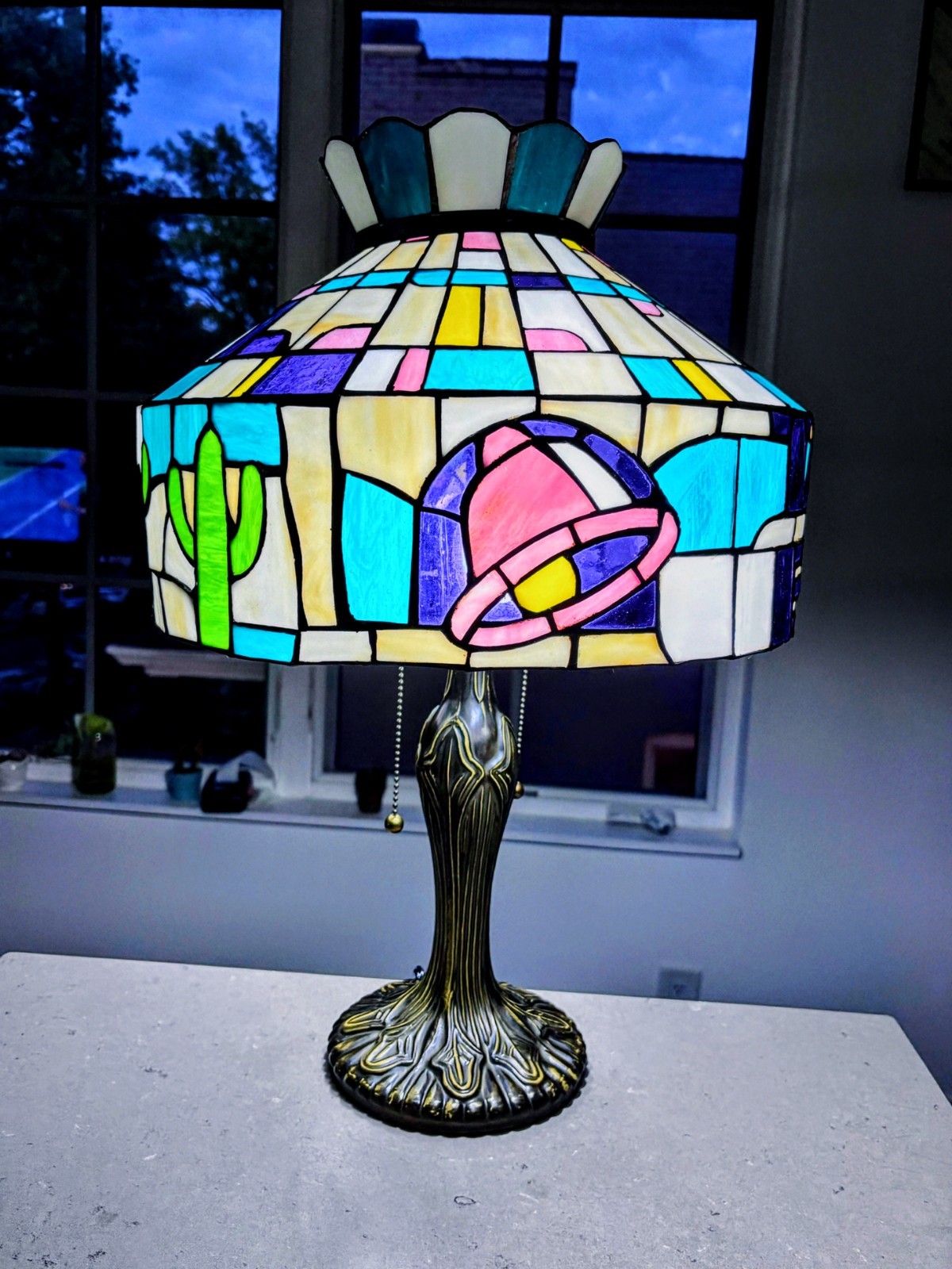 Taco Bell Tiffany Style Handmade Stained Glass Lamp