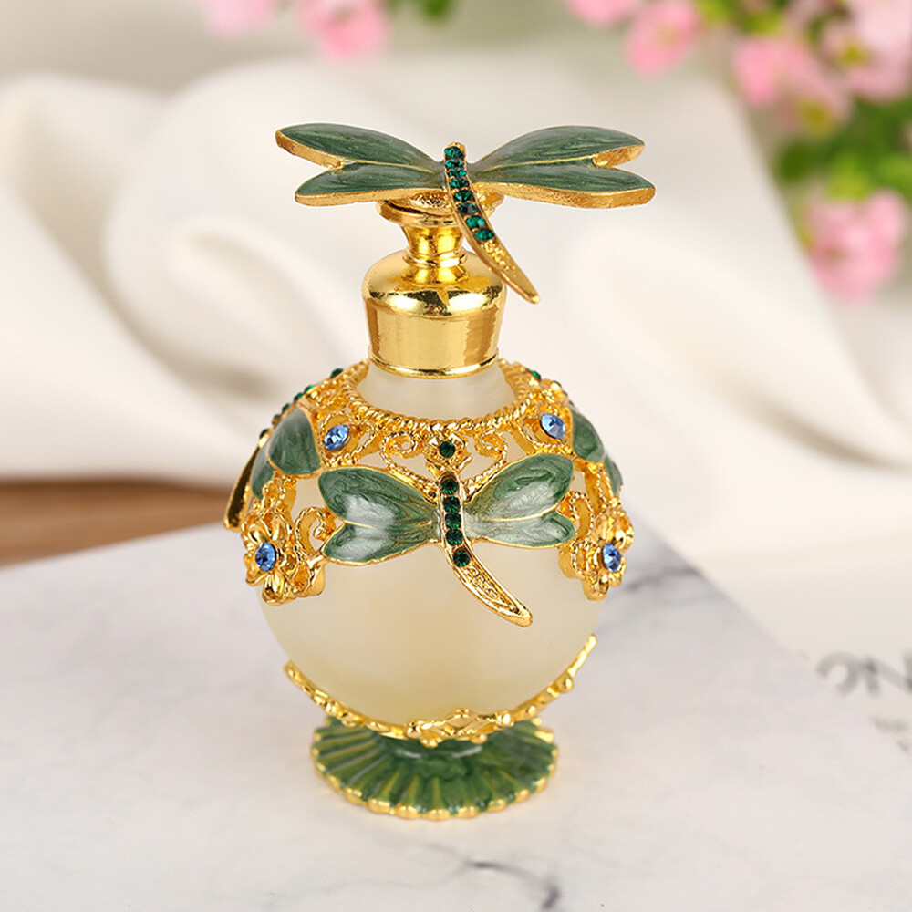 New Dragonfly Vintage-Style Perfume Bottle 25mL In Emerald Green