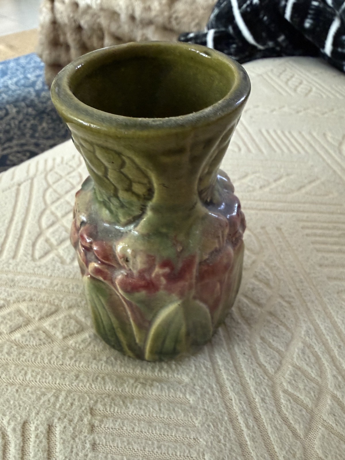 Pair of Vintage Brush McCoy Pink and Green Amarylis Bud Vase-Kolokraft 1920s