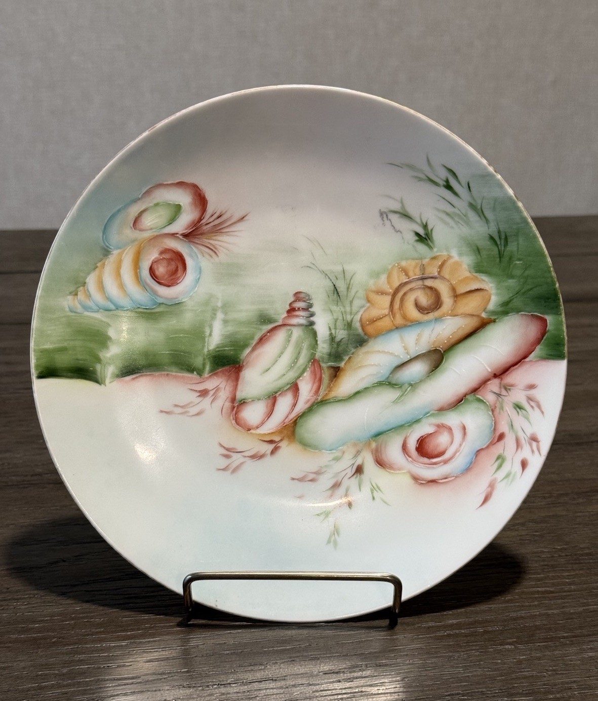 Antique PT Bavaria Tirschenreuth Hand Painted Seashell Plate Signed Alexander