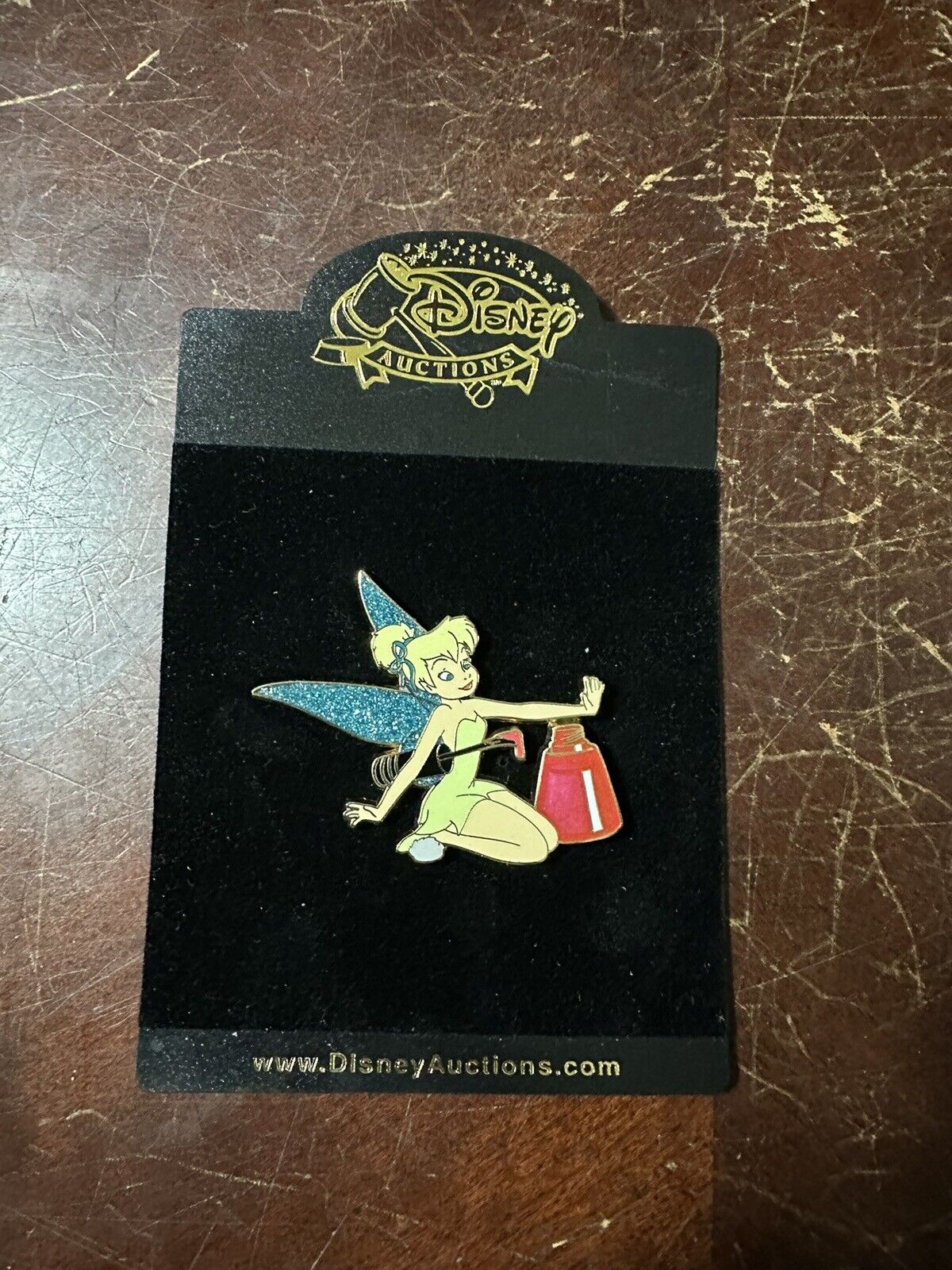 2006 Disney Auctions Tinker Bell Day Of Beauty Nail Polish Jumbo Pin HTF LE 100