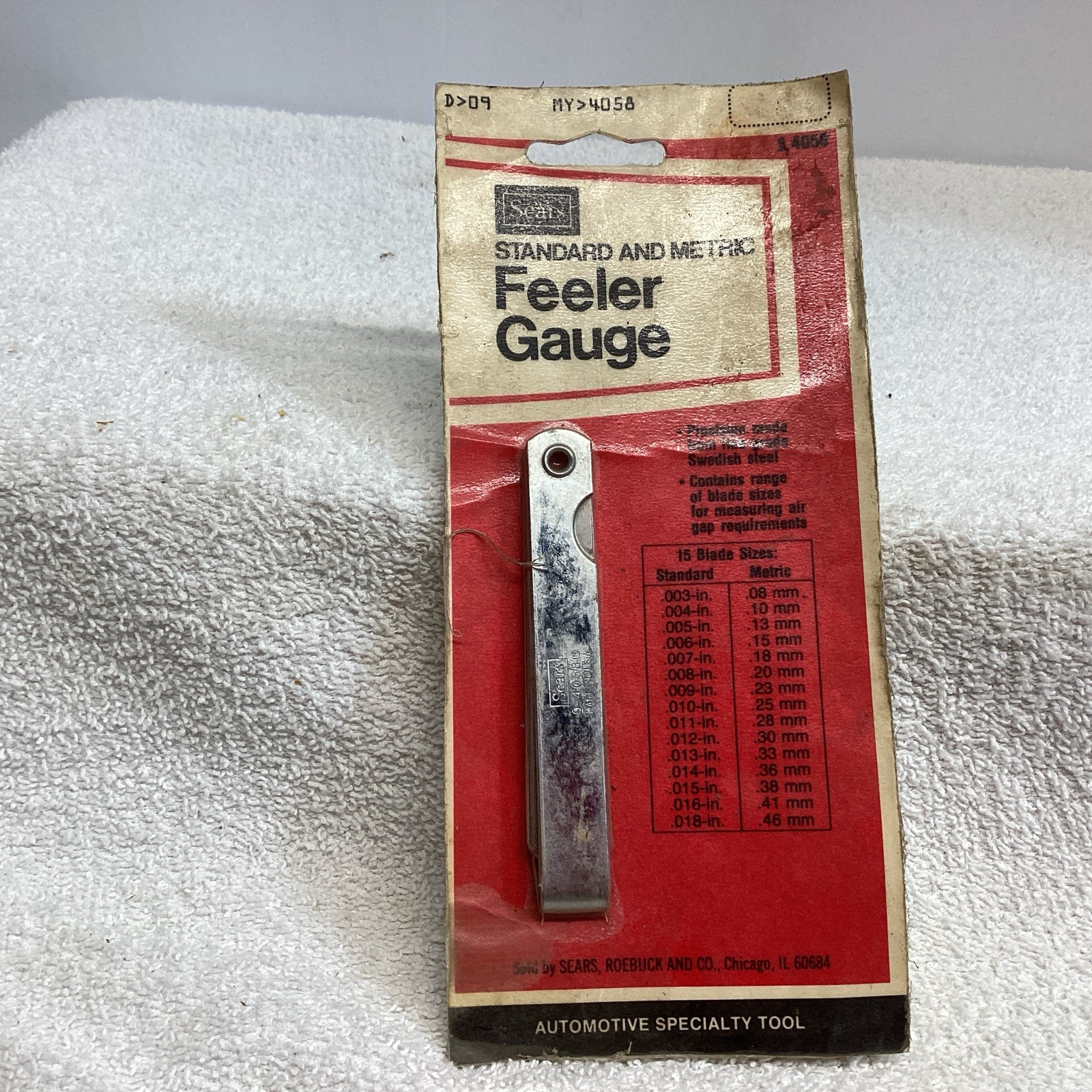 Sears Craftsman USA Nos Thickness Gauge Decimal Metric 40804 Rare Gap Tap Tool