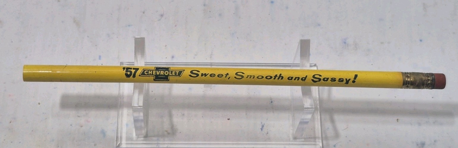 Vintage 1957 Chevy Promo Dealership Wood Pencil Salesman 1960s Chevrolet 50s