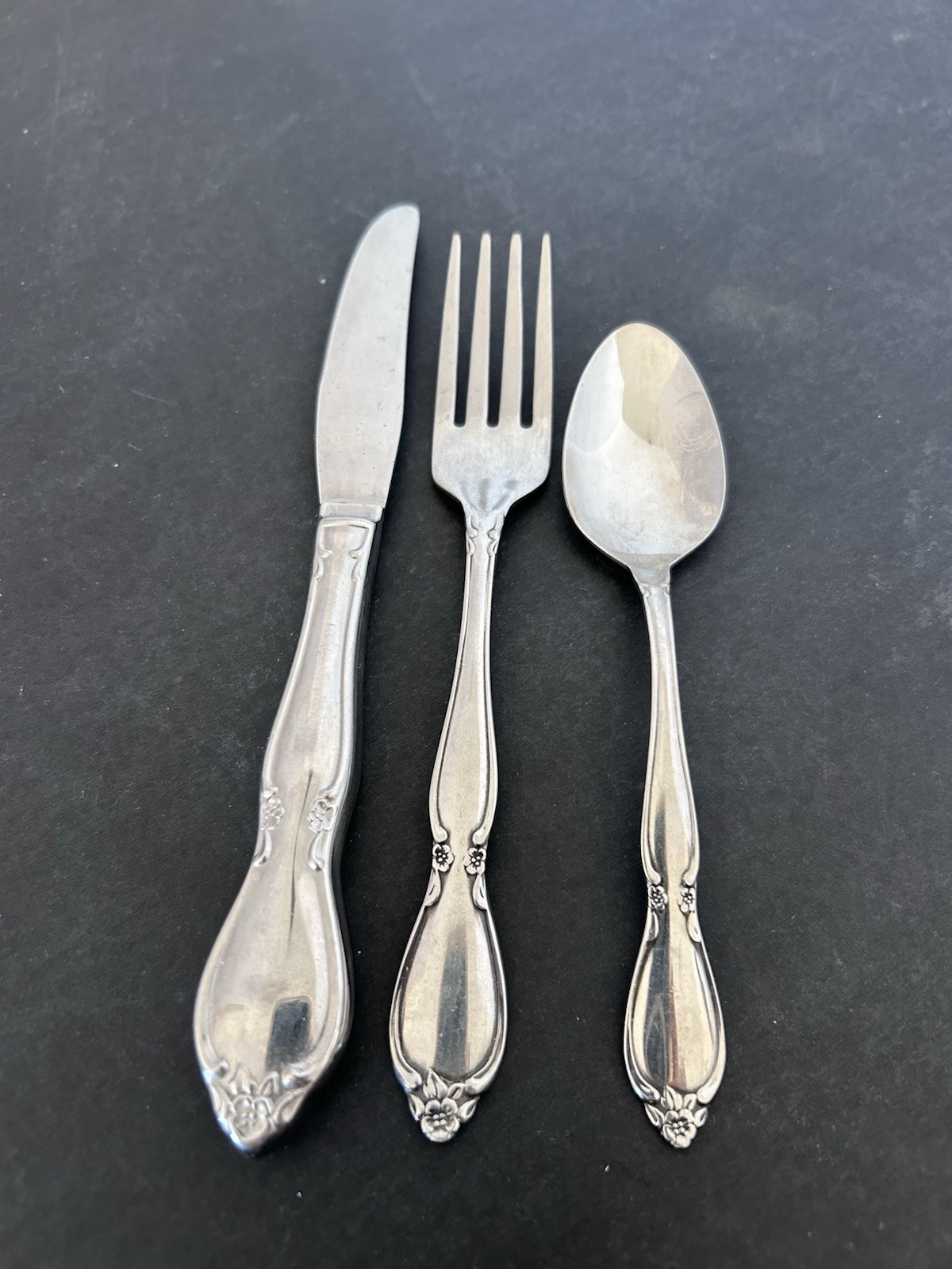 VTG Oneida Community Stainless CHATELAINE 3pc Youth Child Set Knife Fork Spoon
