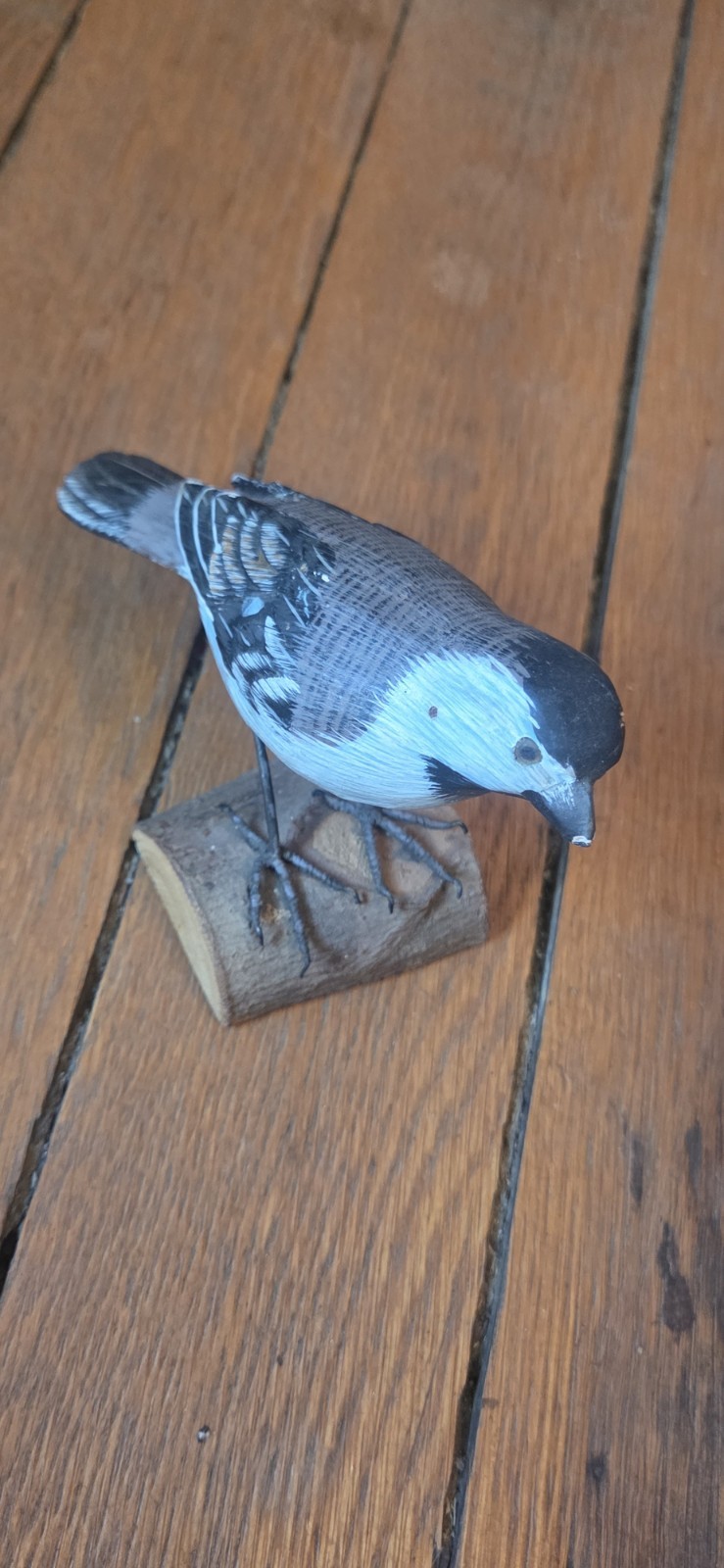 Vintage Hand Carved Wooden Black Capped Chickadee Bird Figurine Rustic Folk Art Vintage Hand Carved Wooden Black Capped Chickadee Bird Figurine Rustic Folk Art