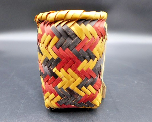 Mississippi Choctaw Plaited Rivercane Dyed Basket by Norma Thompson (4.75 Mississippi Choctaw Plaited Rivercane Dyed Basket by Norma Thompson (4.75