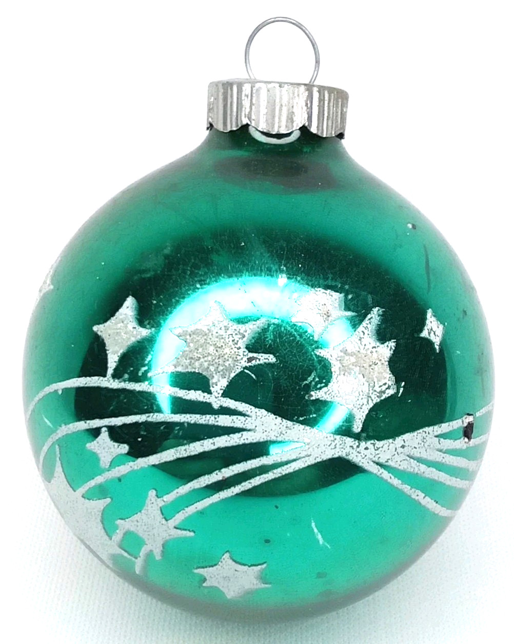 Vintage 1950s Shiny Brite Stencil Shooting Stars Christmas Ornament Made In USA