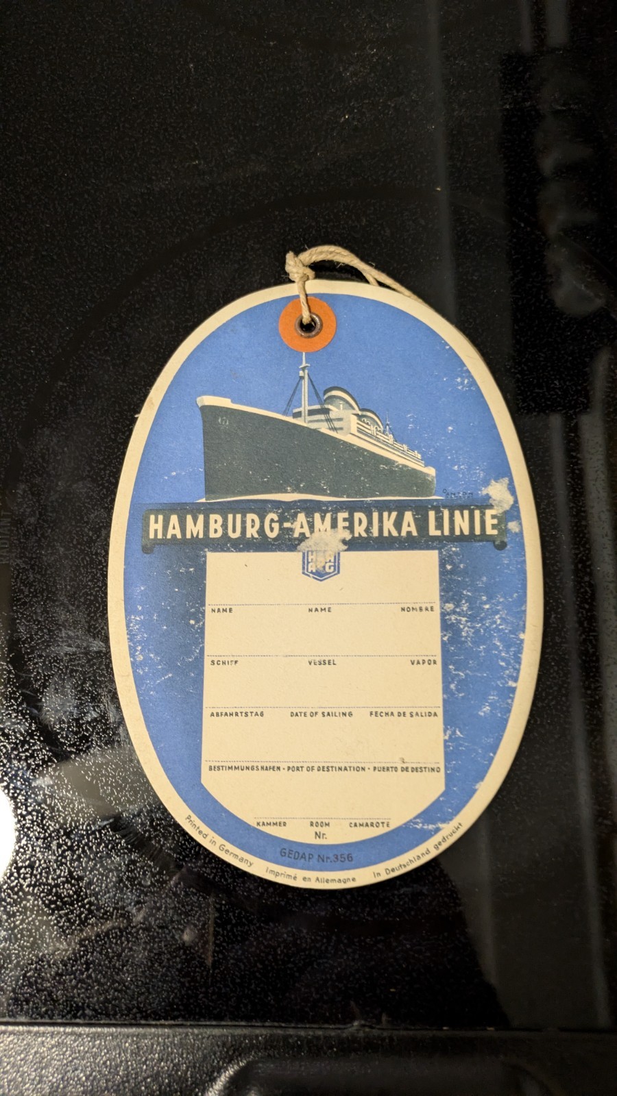 Hamburg Amerika Linie America Line Luggage Tag Unused