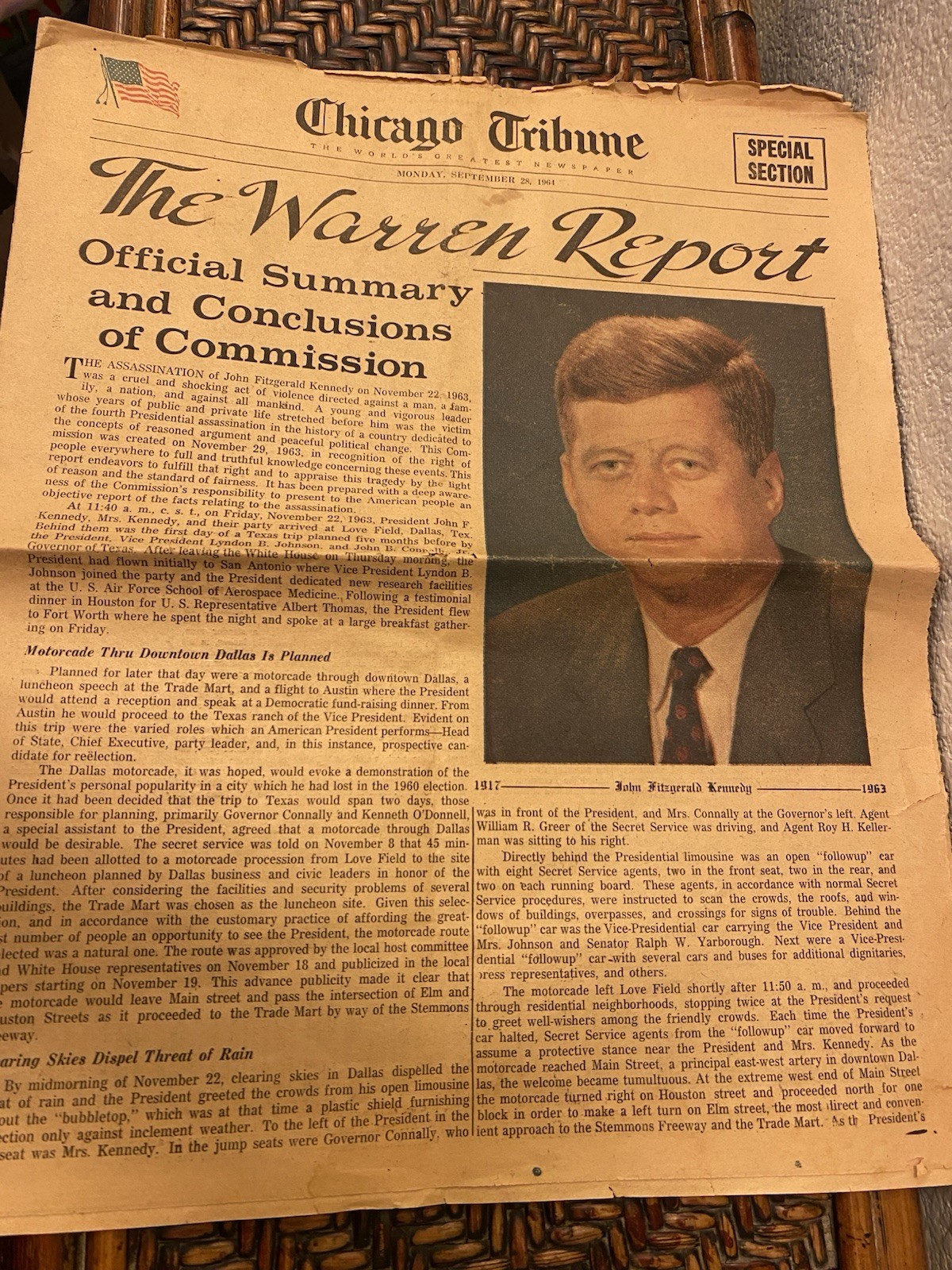 Chicago Tribune Monday September 28 1961 The Warren Report Newspaper Vintage