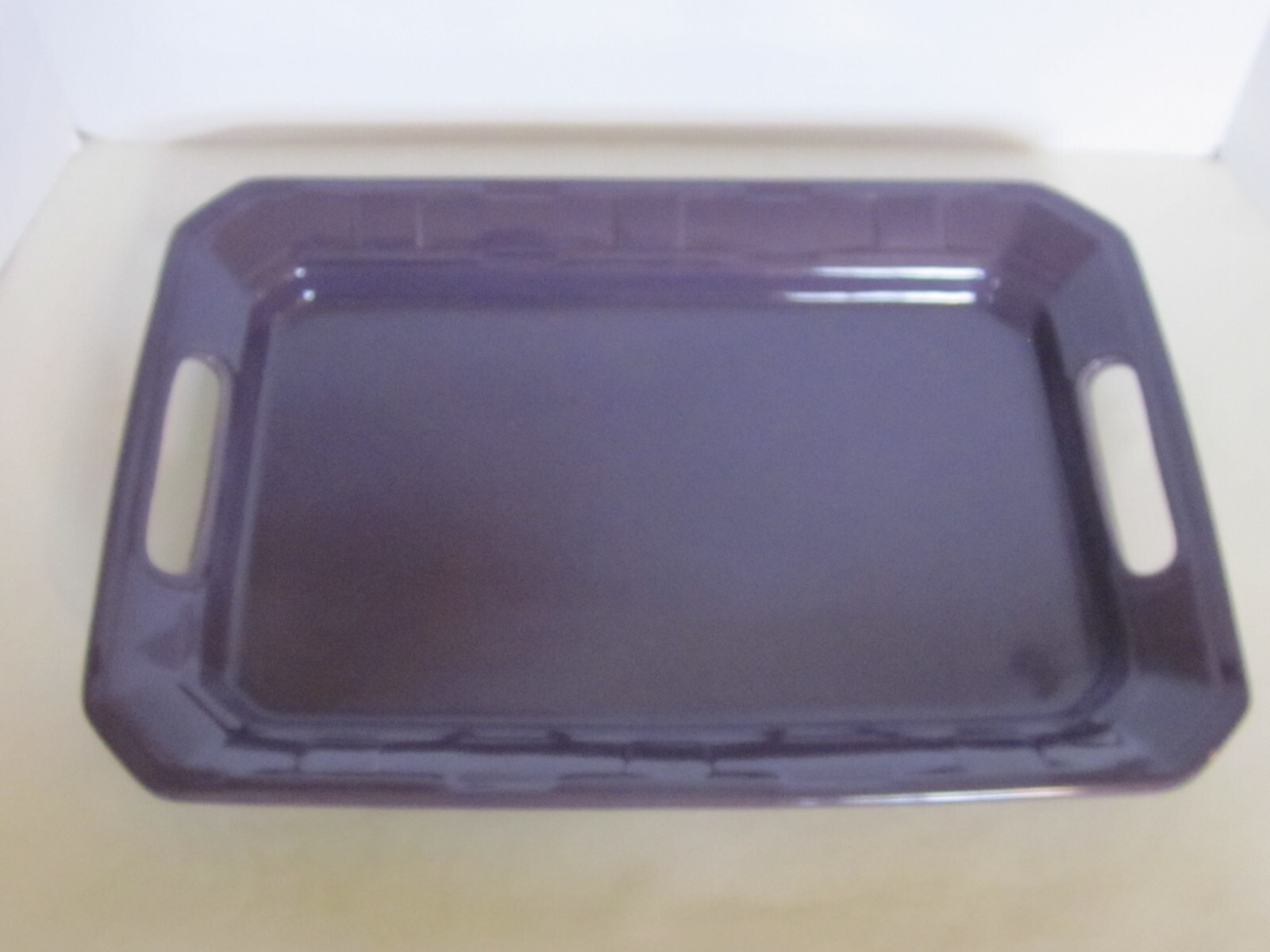 Longaberger Pottery Woven Traditions EGGPLANT HANDLED PLATTER  ~ Dining Kitchen