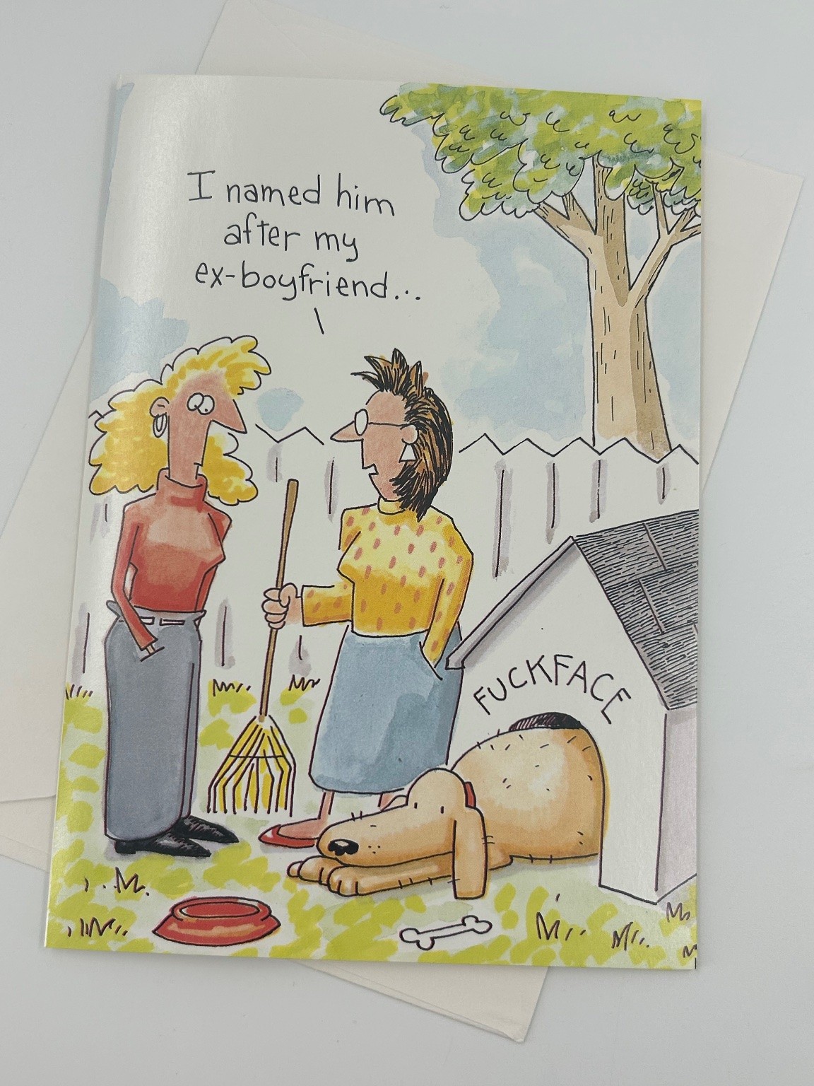 1990 Vintage Off The Wall Greeting Card Ex-Boyfriend Fuckface Dog Humor