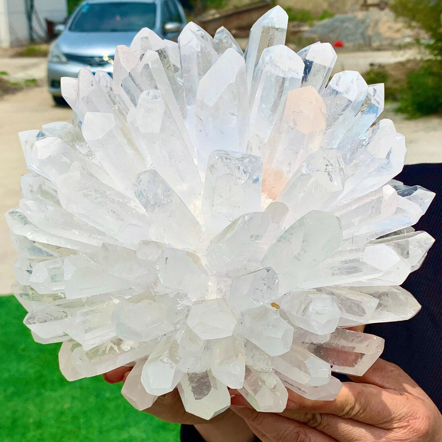 15.59LB New Find White  PhantomQuartz Crystal Cluster MineralSpecimen 708