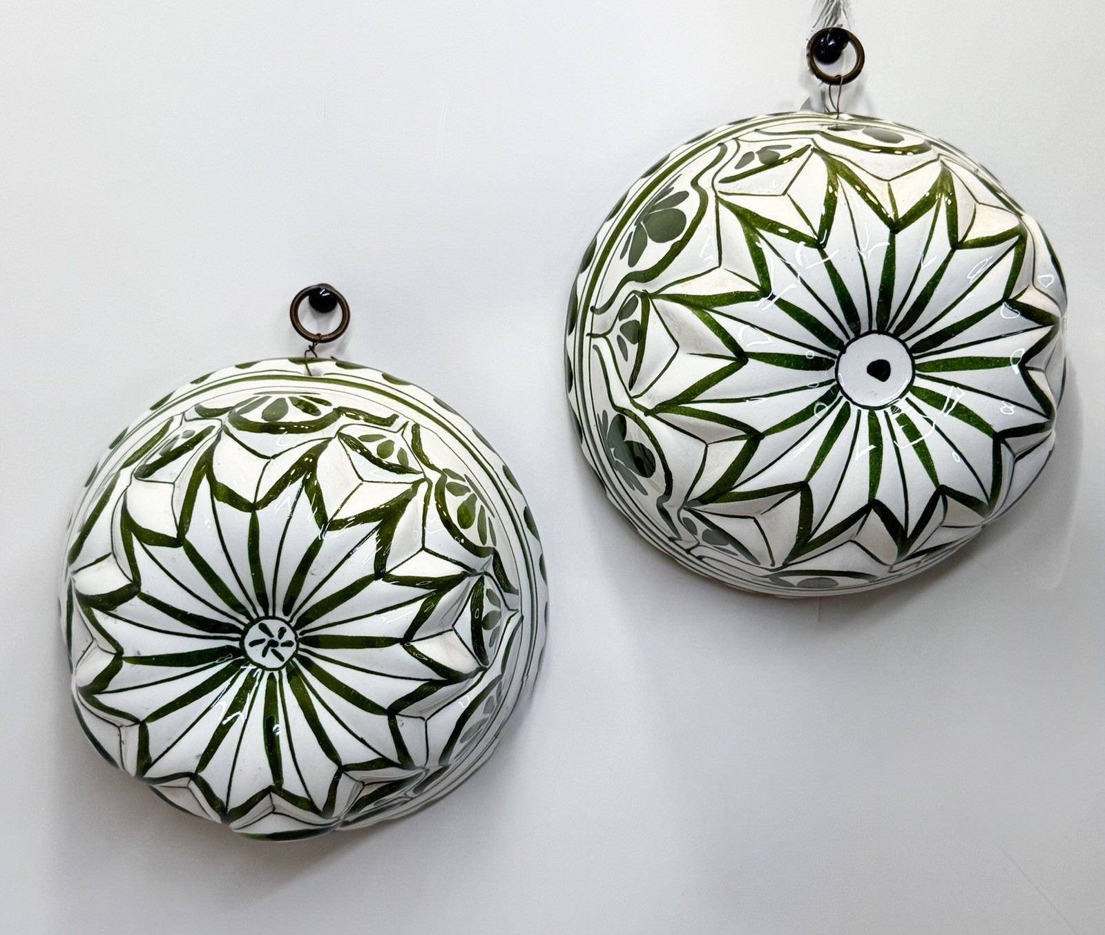 VTG (Set of 2 ) Ceramiche Bassano Italy Ceramic Green & White  Hanging Molds 