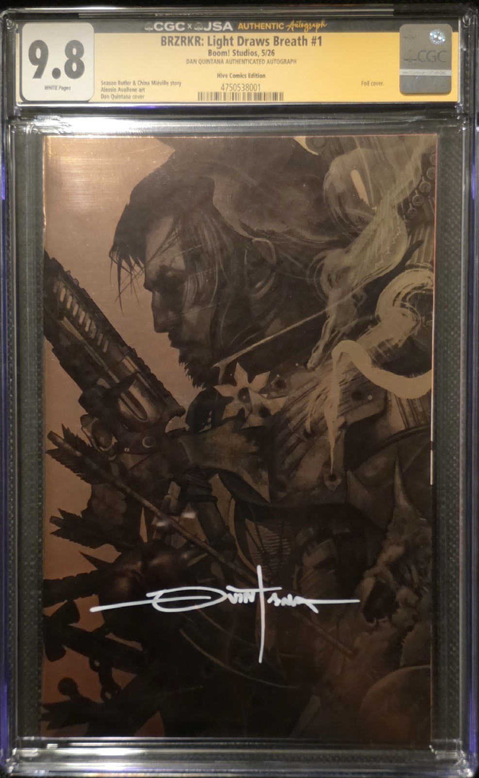 Signed CGC JSA 9.8 BRZRKR: Light Draws Breath #1 Quintana Foil Variant(2026)...