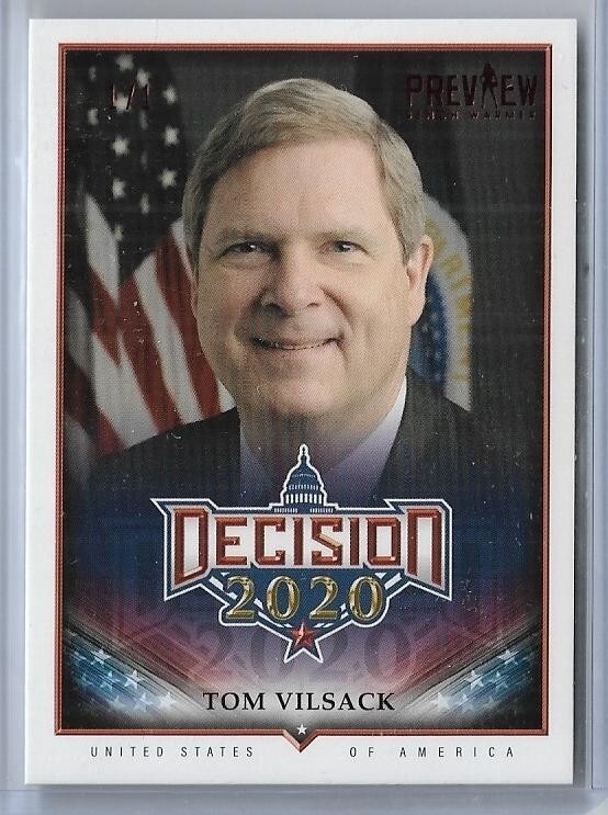 RAREST 2020 DECISION TOM VILSACK RED PREVIEW CARD #663 ~ 1/1 MASTERPIECE ~ IOWA