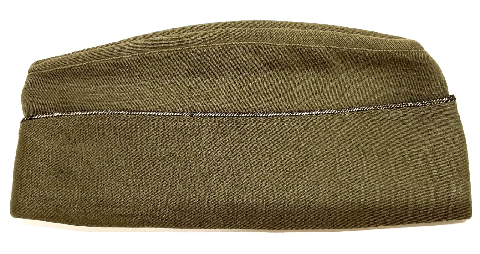 WWII US Army Warrant Flight Officer Garrison Cap Silver Black Piping OD Wool