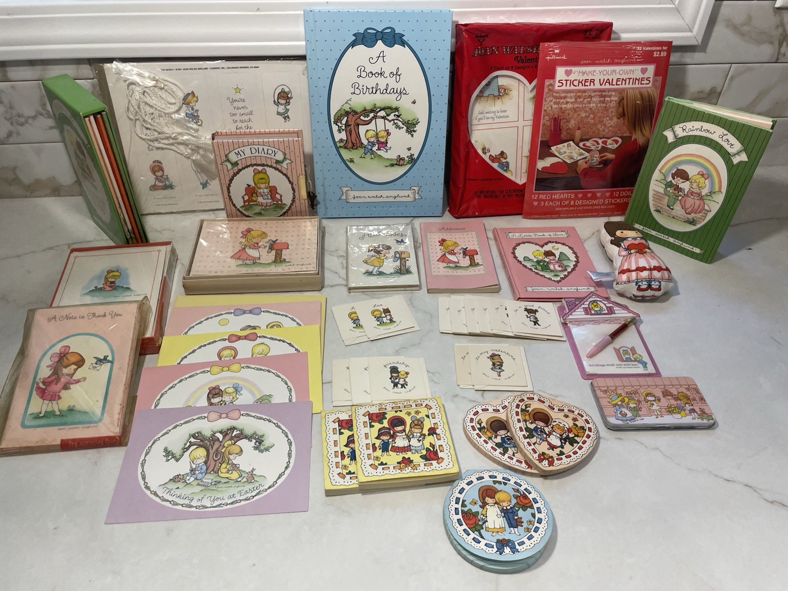 Large Vtg Joan Walsh Anglund Lot Unused Stationery Diary Book Set Cards And More