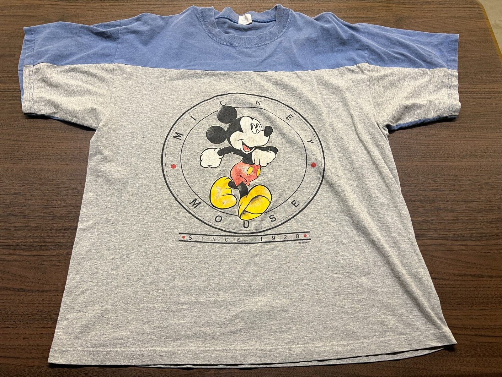 VTG Mickey Mouse Walt Disney Gray/Blue T-Shirt - Velva Sheen - XL