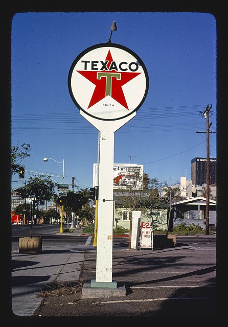 Photo:San Diego California 1979 Texaco Gas Sign Street Scene