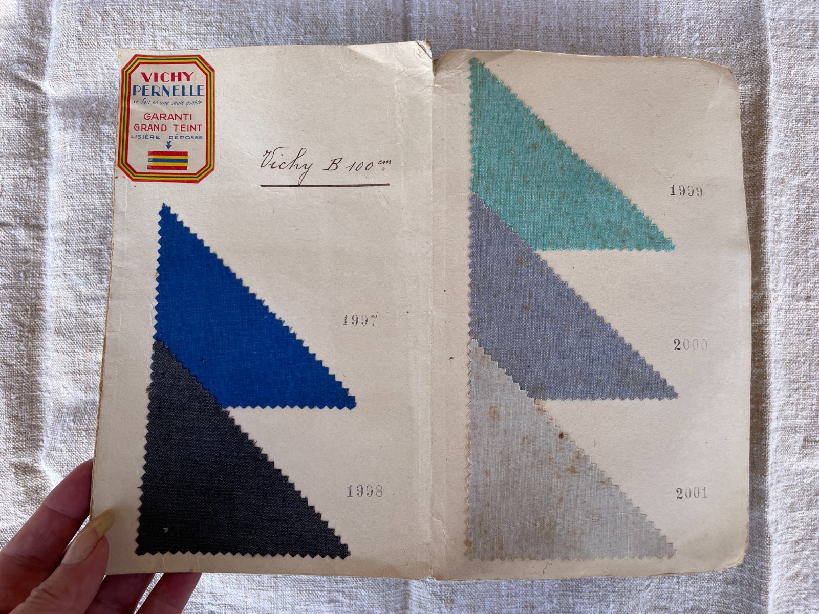 Rare 1930s Antique French Tailors Seamstress Fabric Sample Book Pernelle Vichy