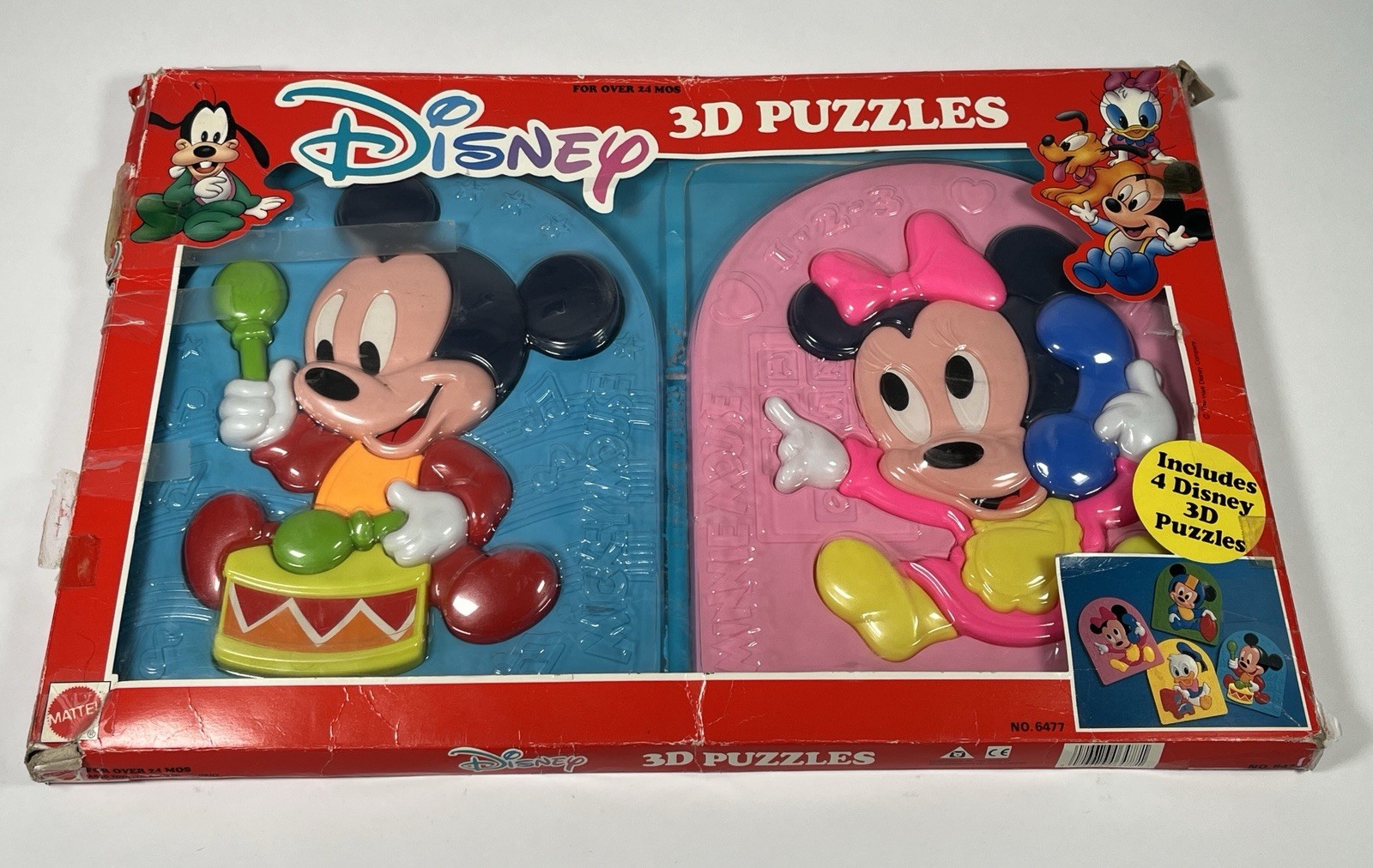 Vintage Mickey + Minnie Plastic Tray 3D Puzzle Disney 80s Arco 