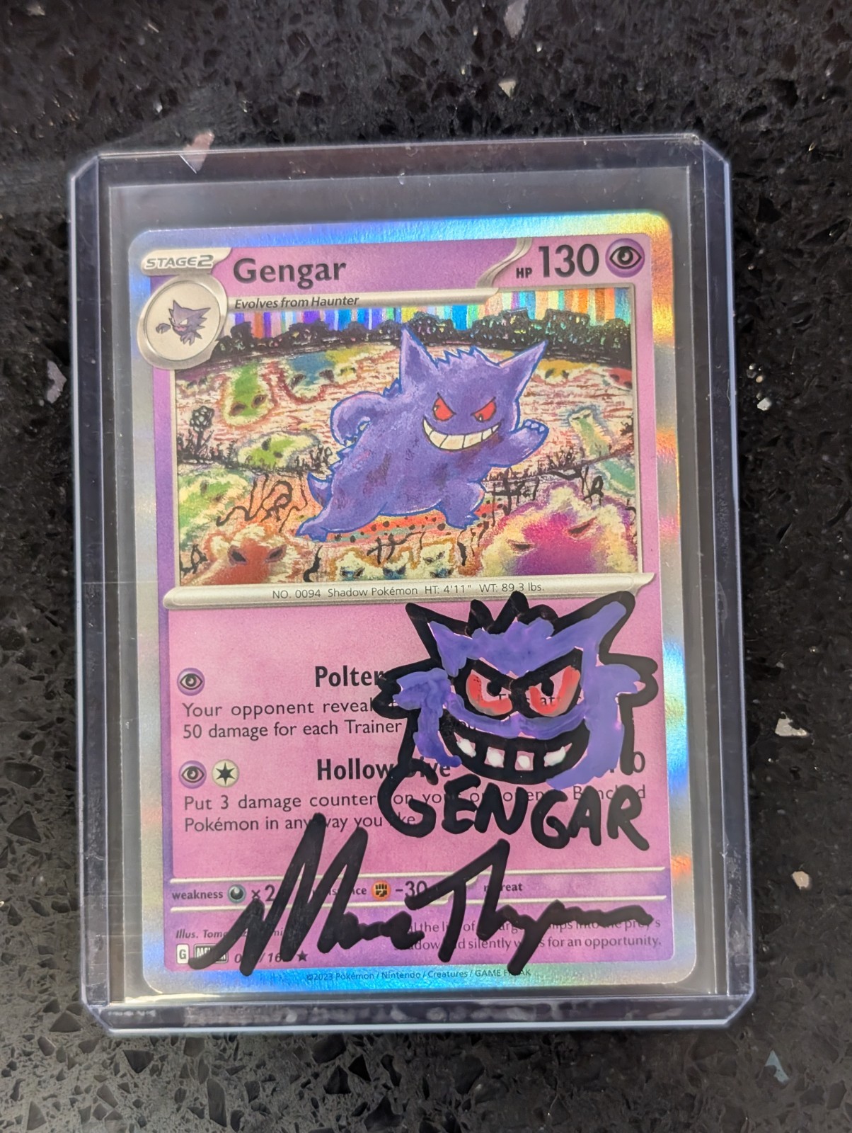 2023 Pokemon 151 Gengar 094/165 Marc Thompson Signed Sketch Auto Beckett BAS