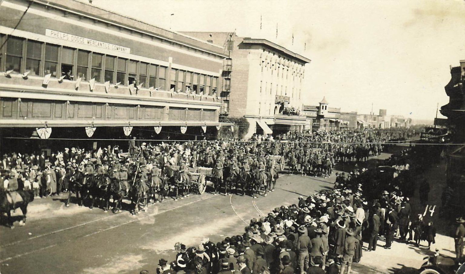 Douglas Arizona Rppc Phelps Dodge Mercantile Co. Military Parade 1910s